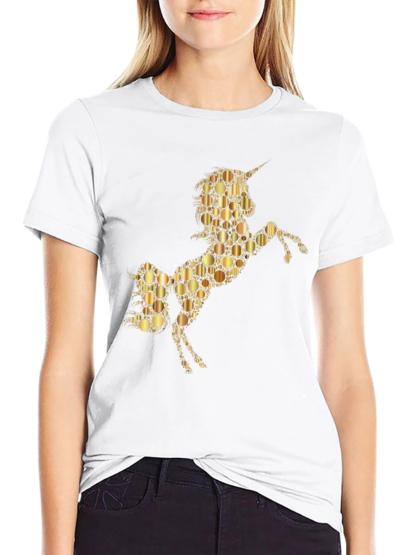Unicorn Gold Circle Graphic T-Shirt
