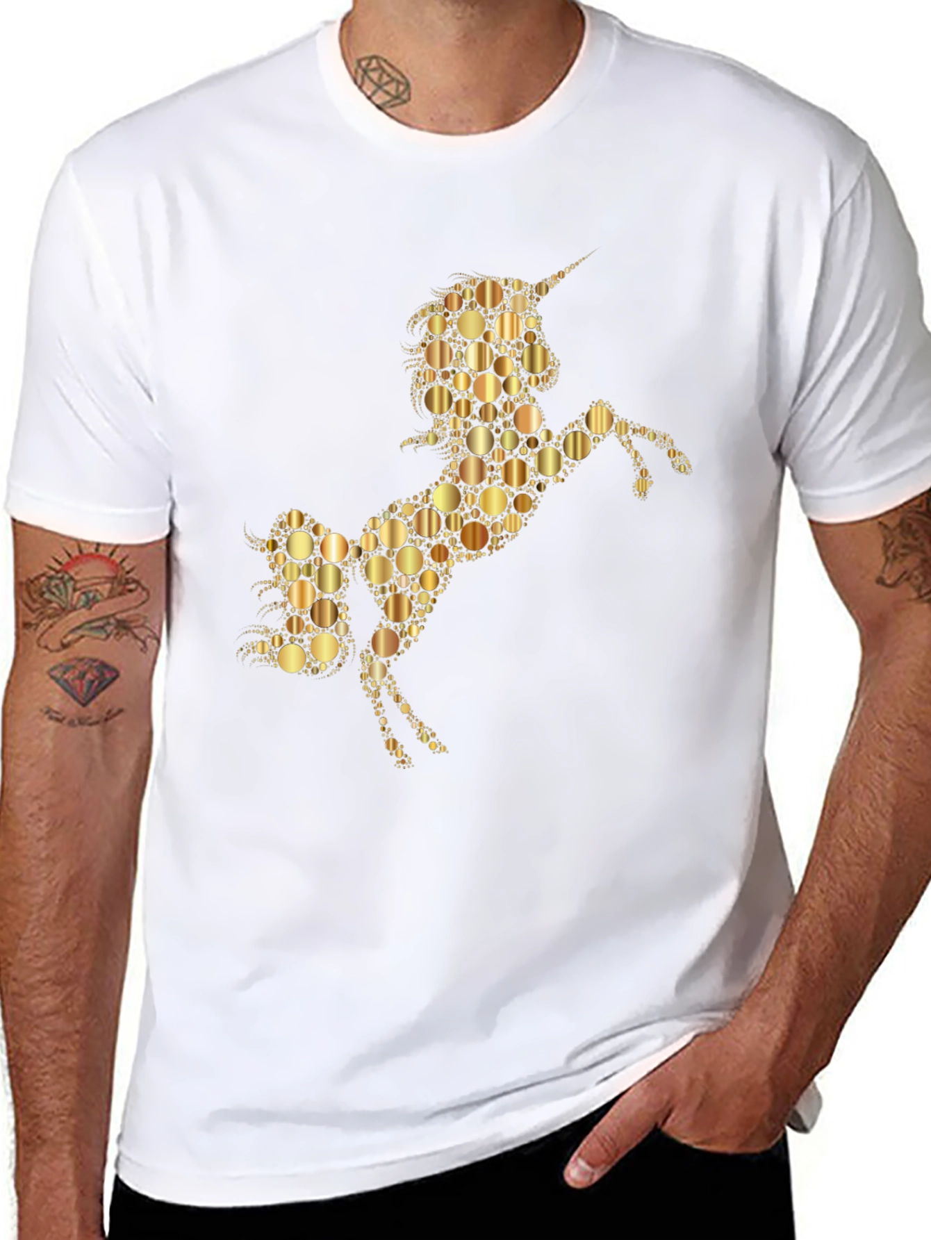 Unicorn Gold Circle Graphic T-Shirt