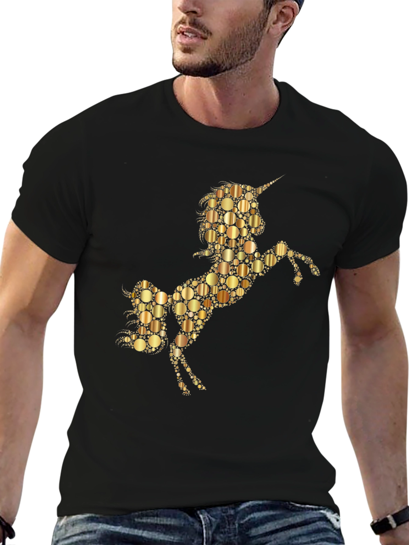 Unicorn Gold Circle Graphic T-Shirt
