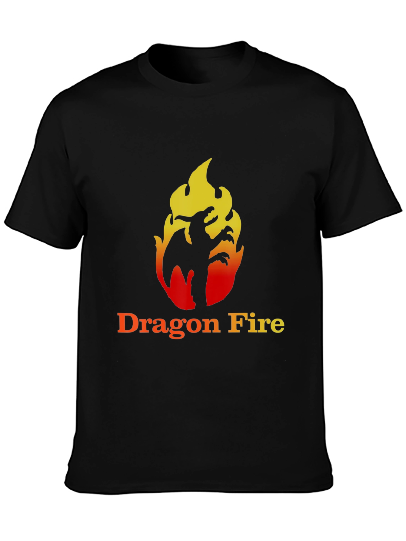 Dragon Fire Graphic Tee - Black Cotton T-Shirt