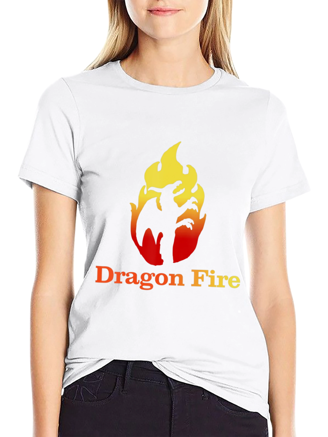 Dragon Fire Graphic Tee - Black Cotton T-Shirt