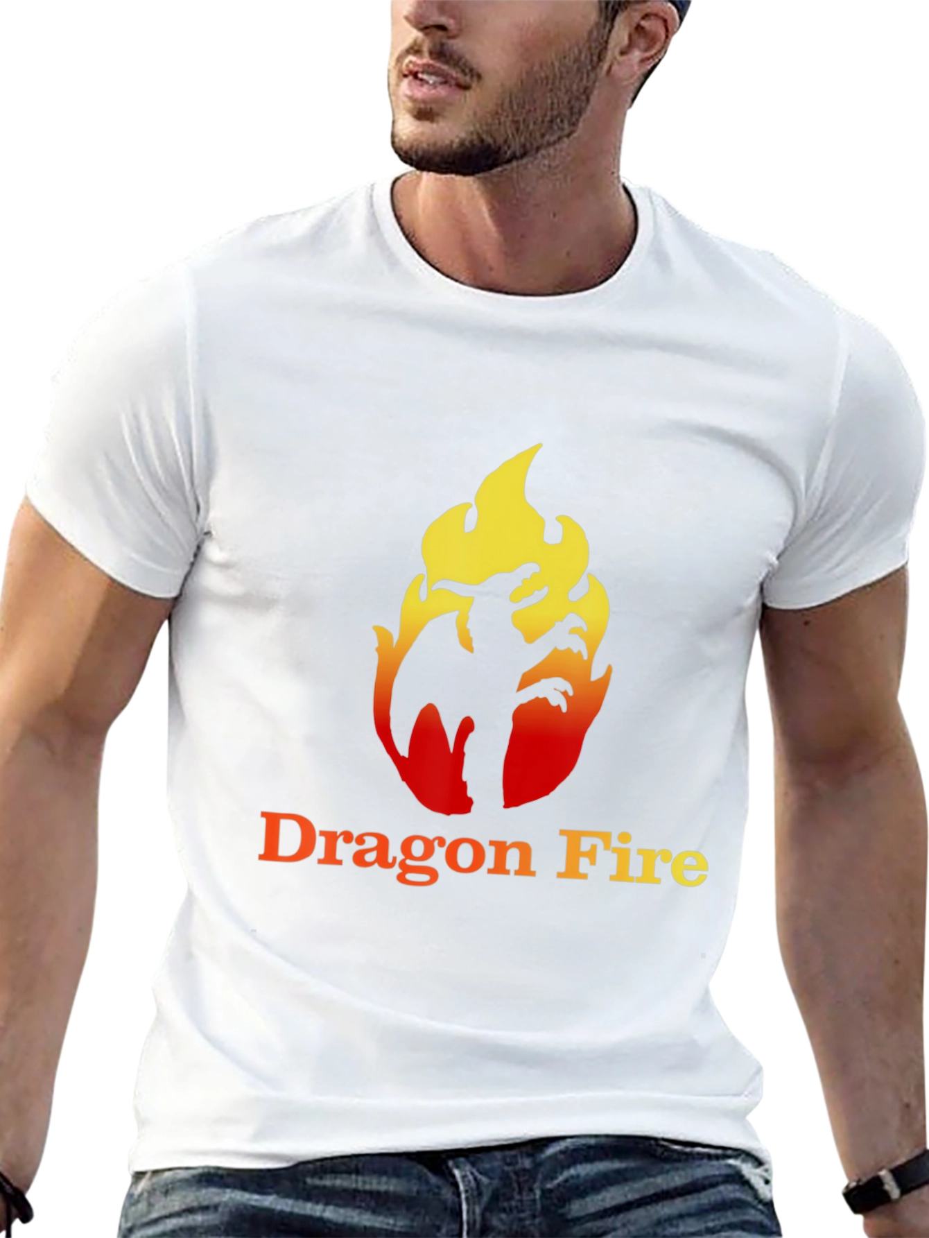 Dragon Fire Graphic Tee - Black Cotton T-Shirt