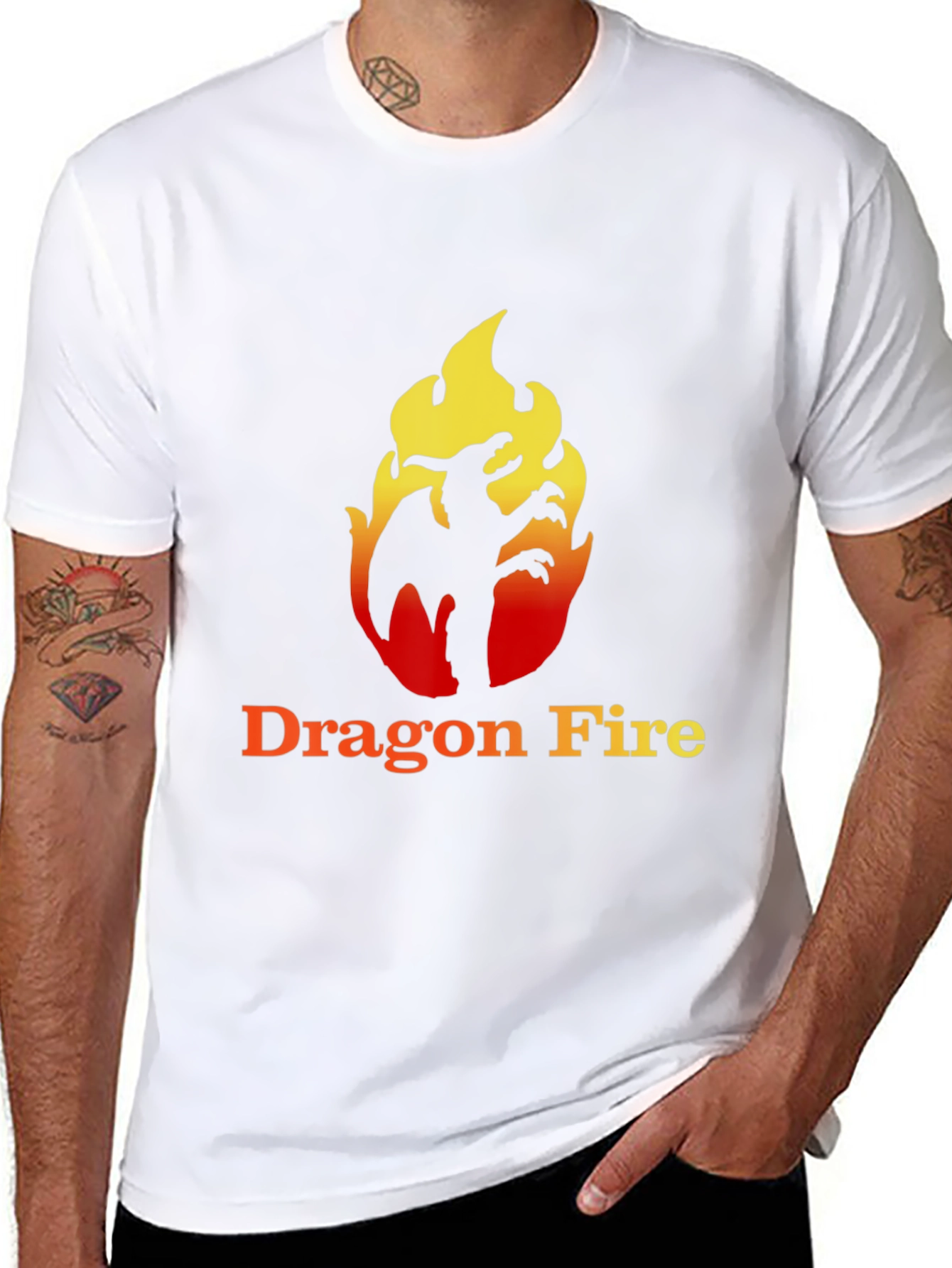 Dragon Fire Graphic Tee - Black Cotton T-Shirt