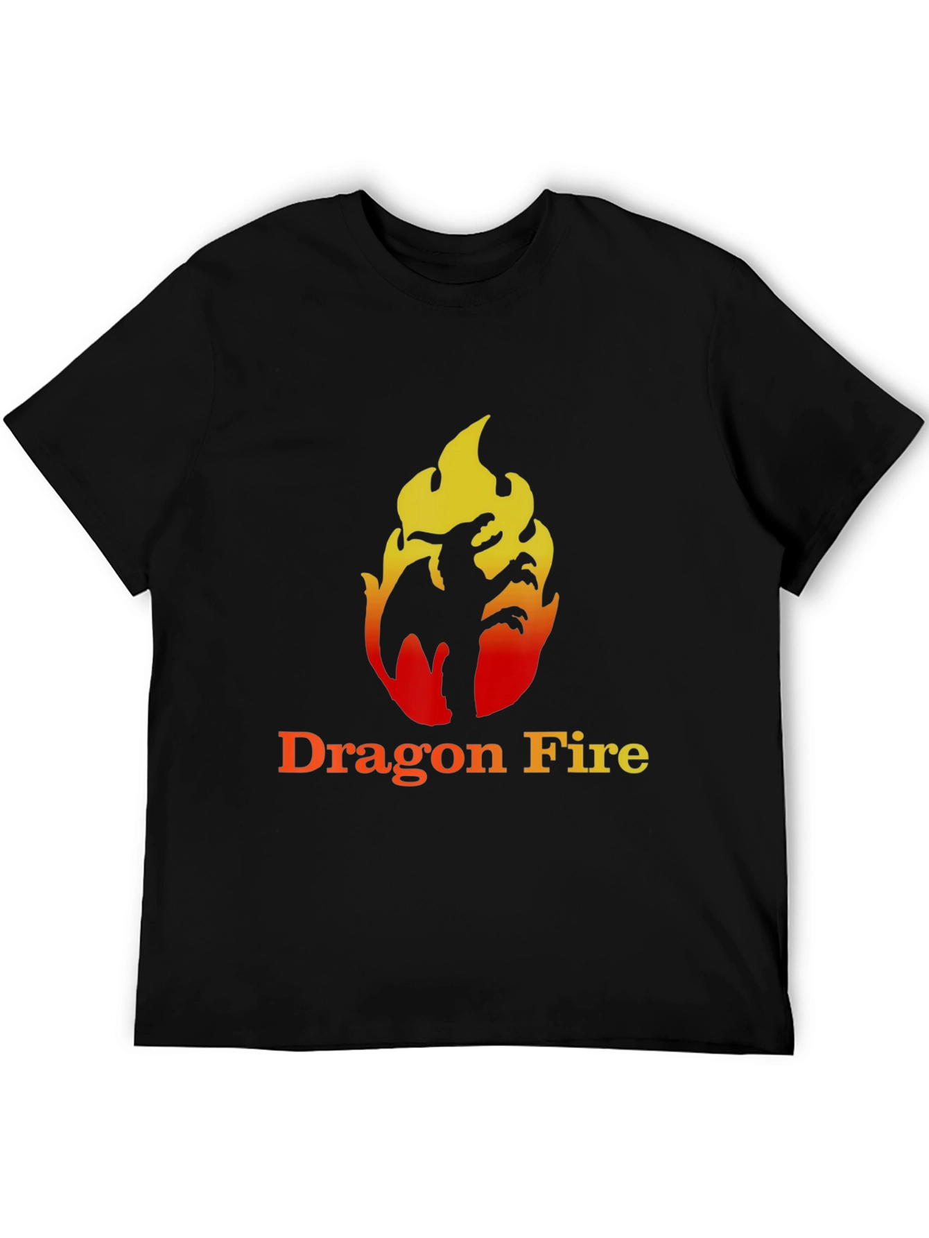 Dragon Fire Graphic Tee - Black Cotton T-Shirt