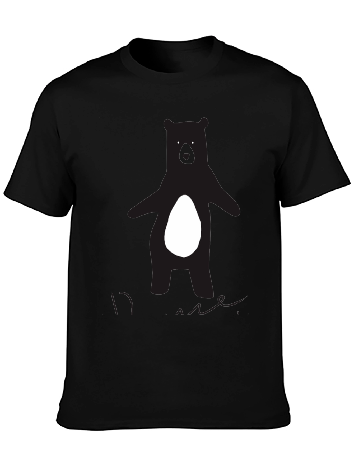 Bear Graphic Tee - Black Crew Neck T-Shirt