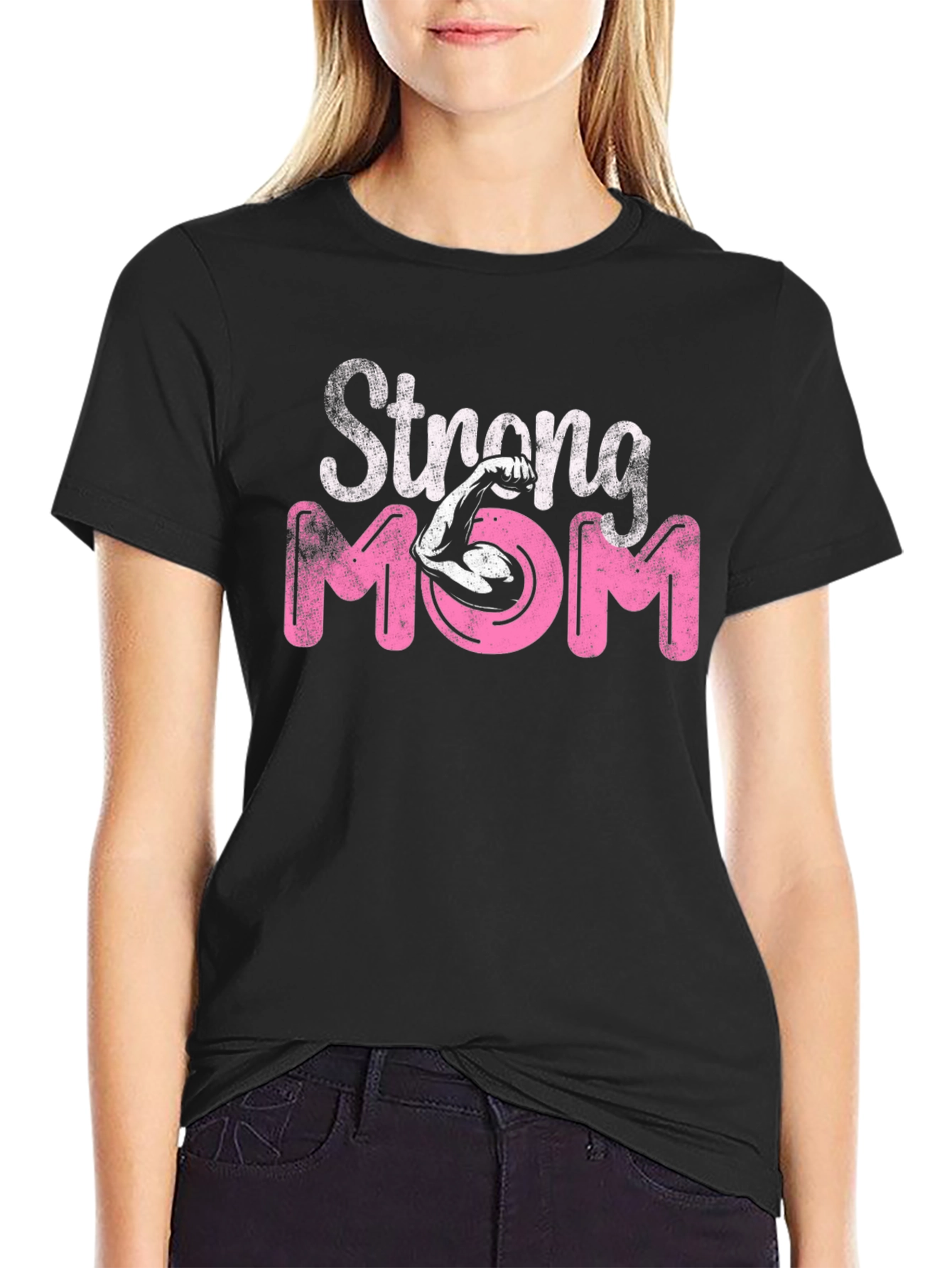 Strong Mom Graphic Tee - Black T-Shirt