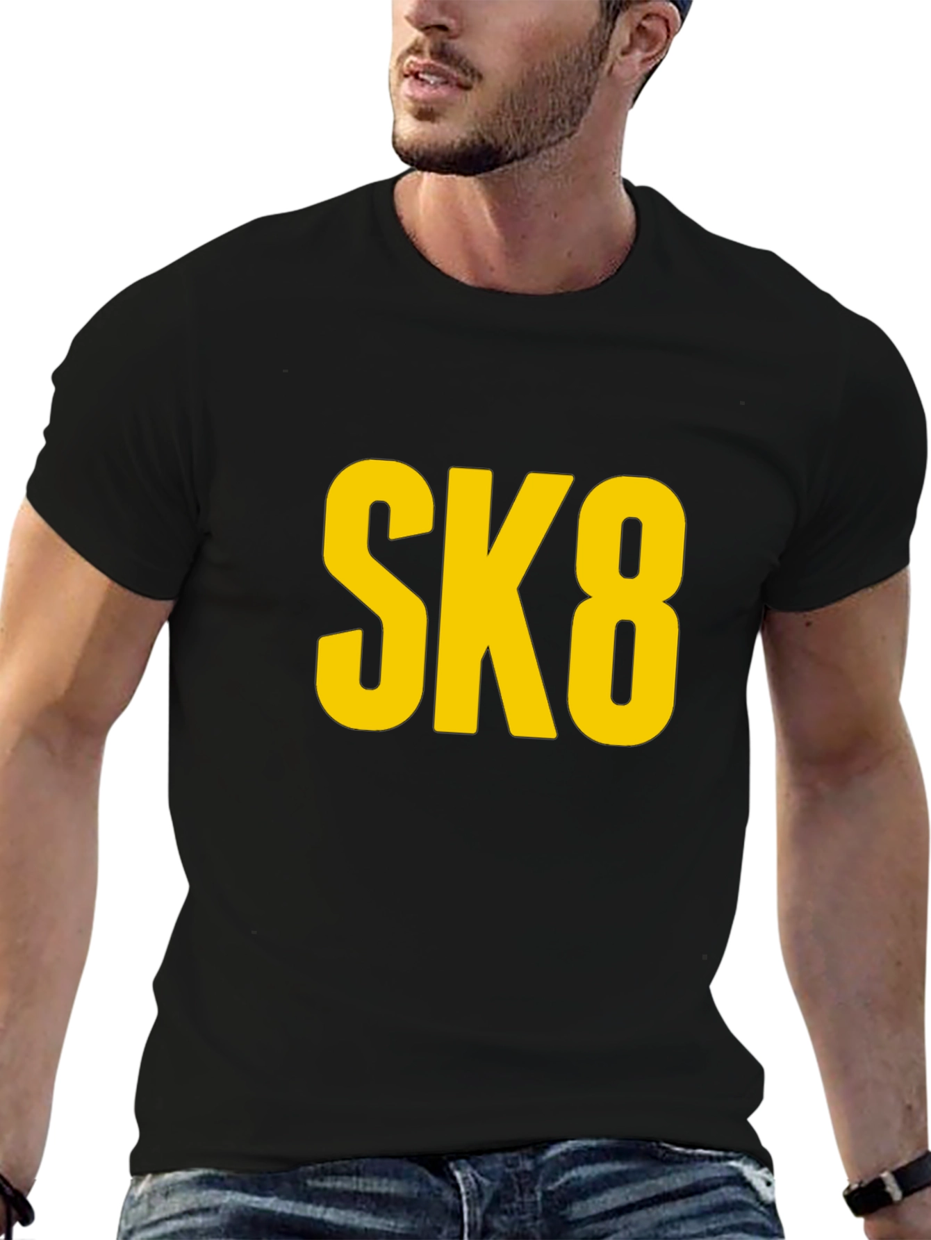 SK8 Graphic Tee - Black Cotton T-Shirt