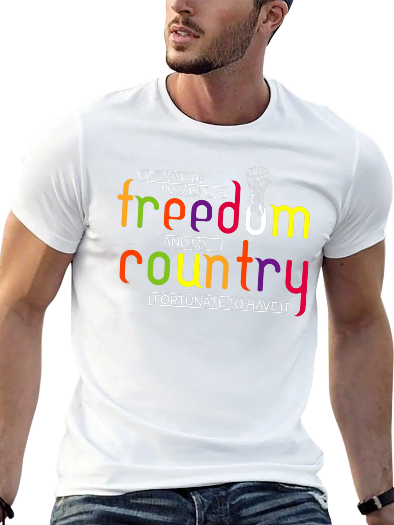 Freedom & Country Graphic Print T-Shirt