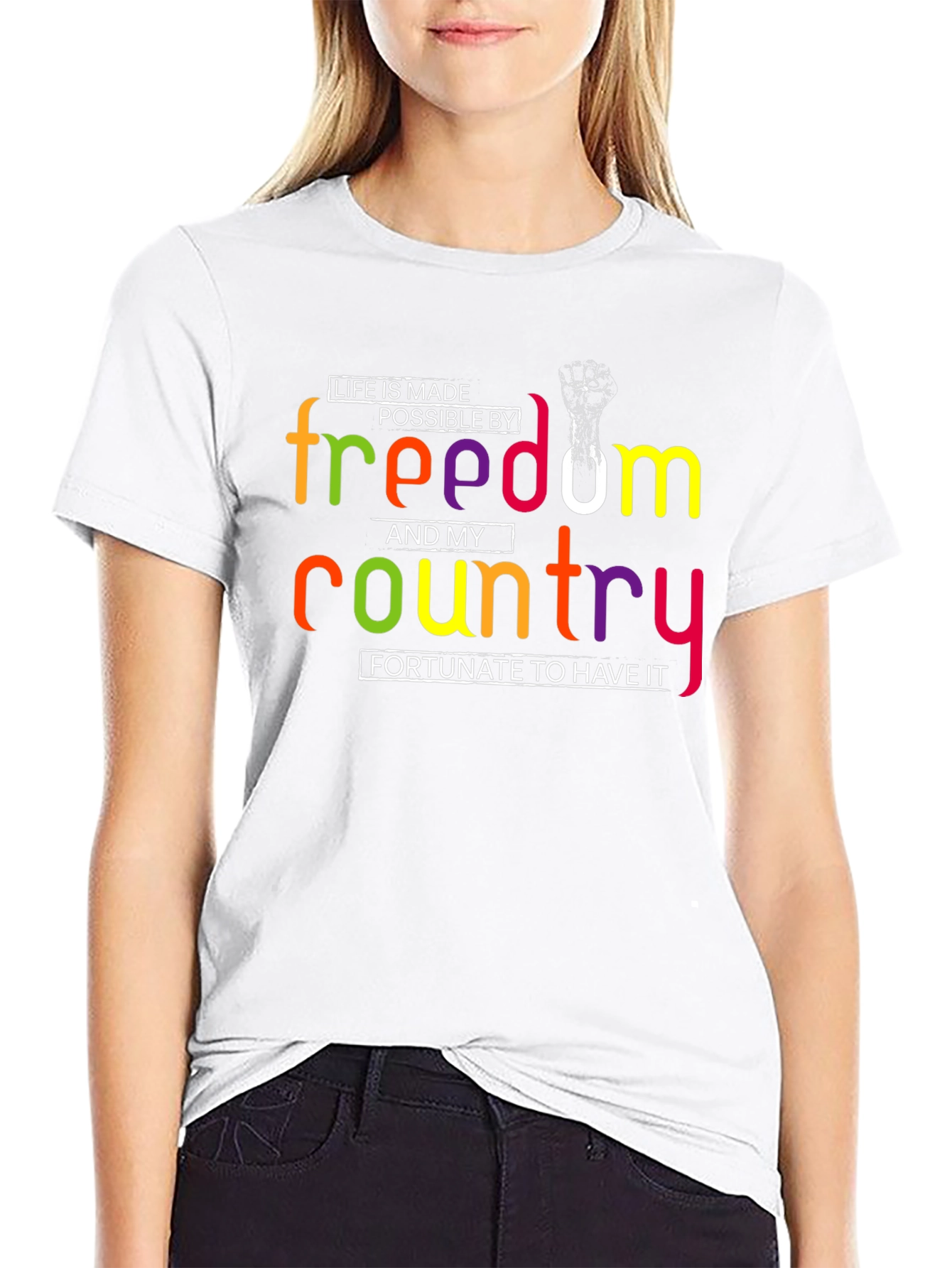 Freedom & Country Graphic Print T-Shirt