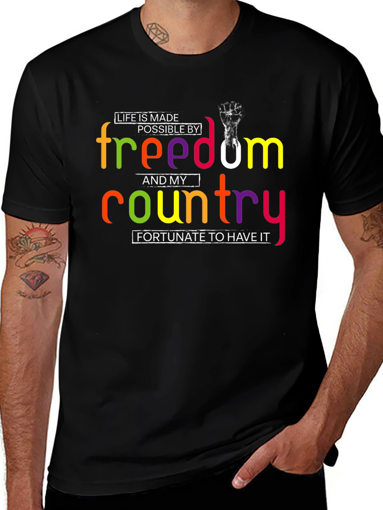 Freedom & Country Graphic Print T-Shirt