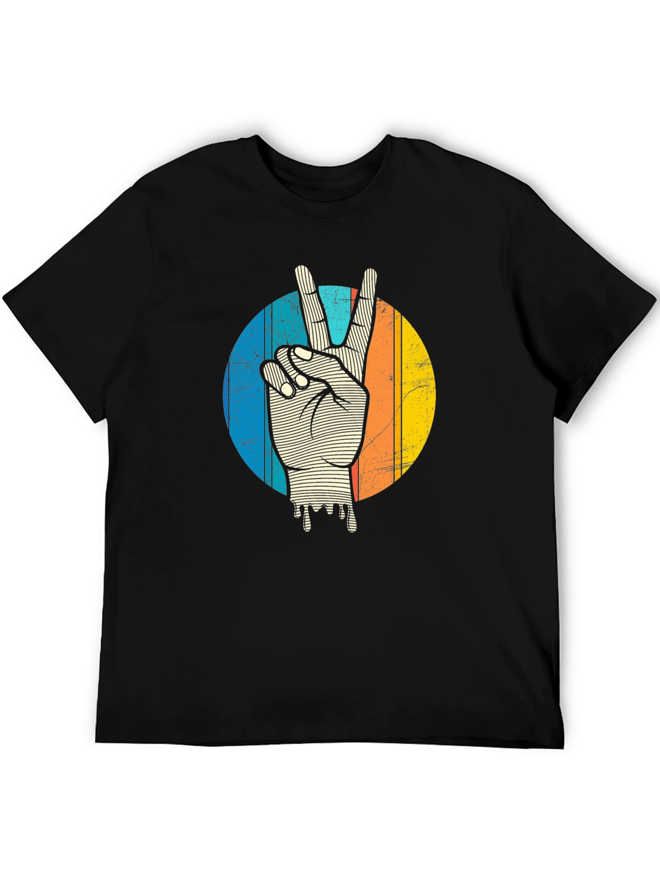 Retro Peace Sign Graphic Tee - Black