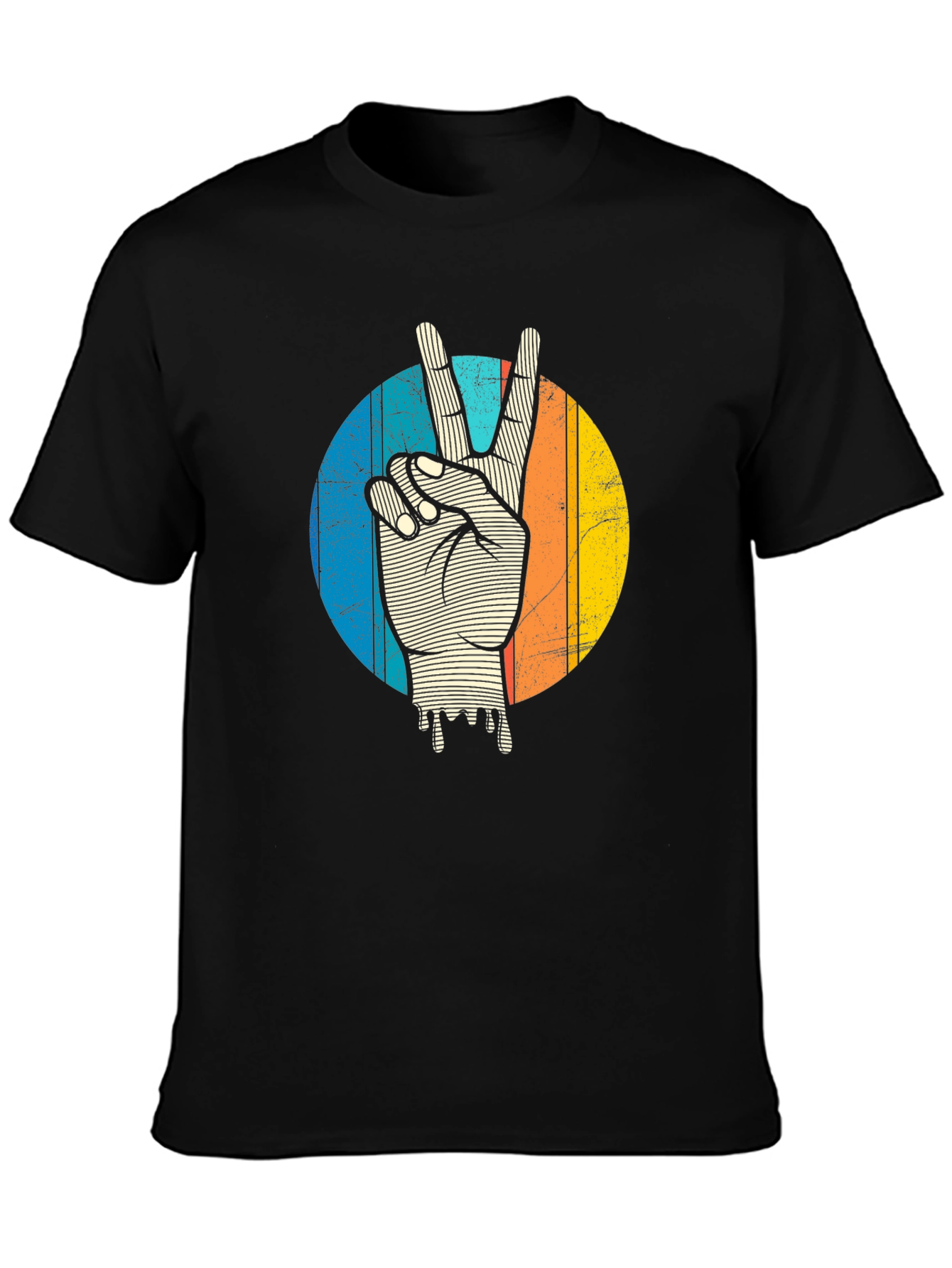 Retro Peace Sign Graphic Tee - Black