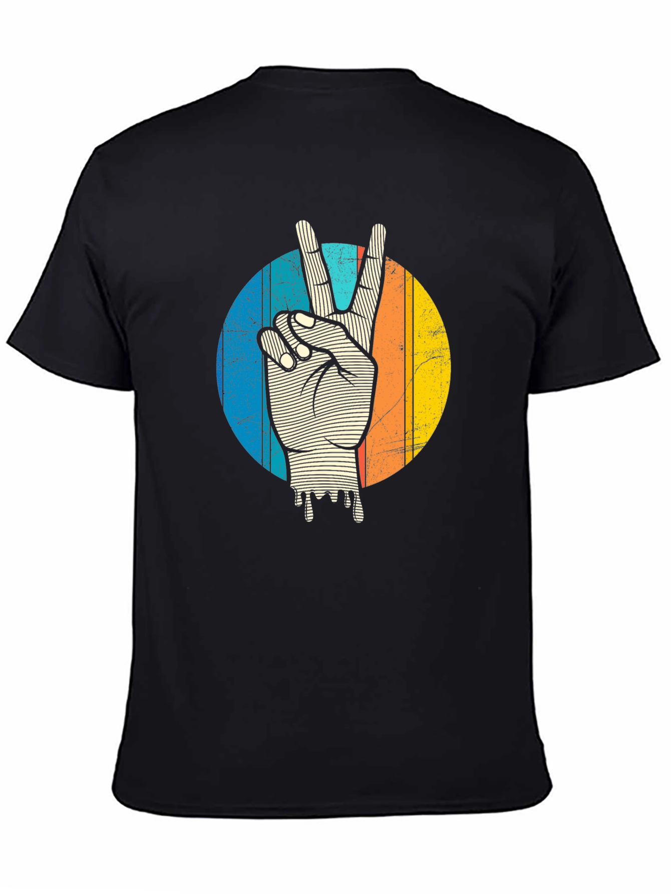 Retro Peace Sign Graphic Tee - Black