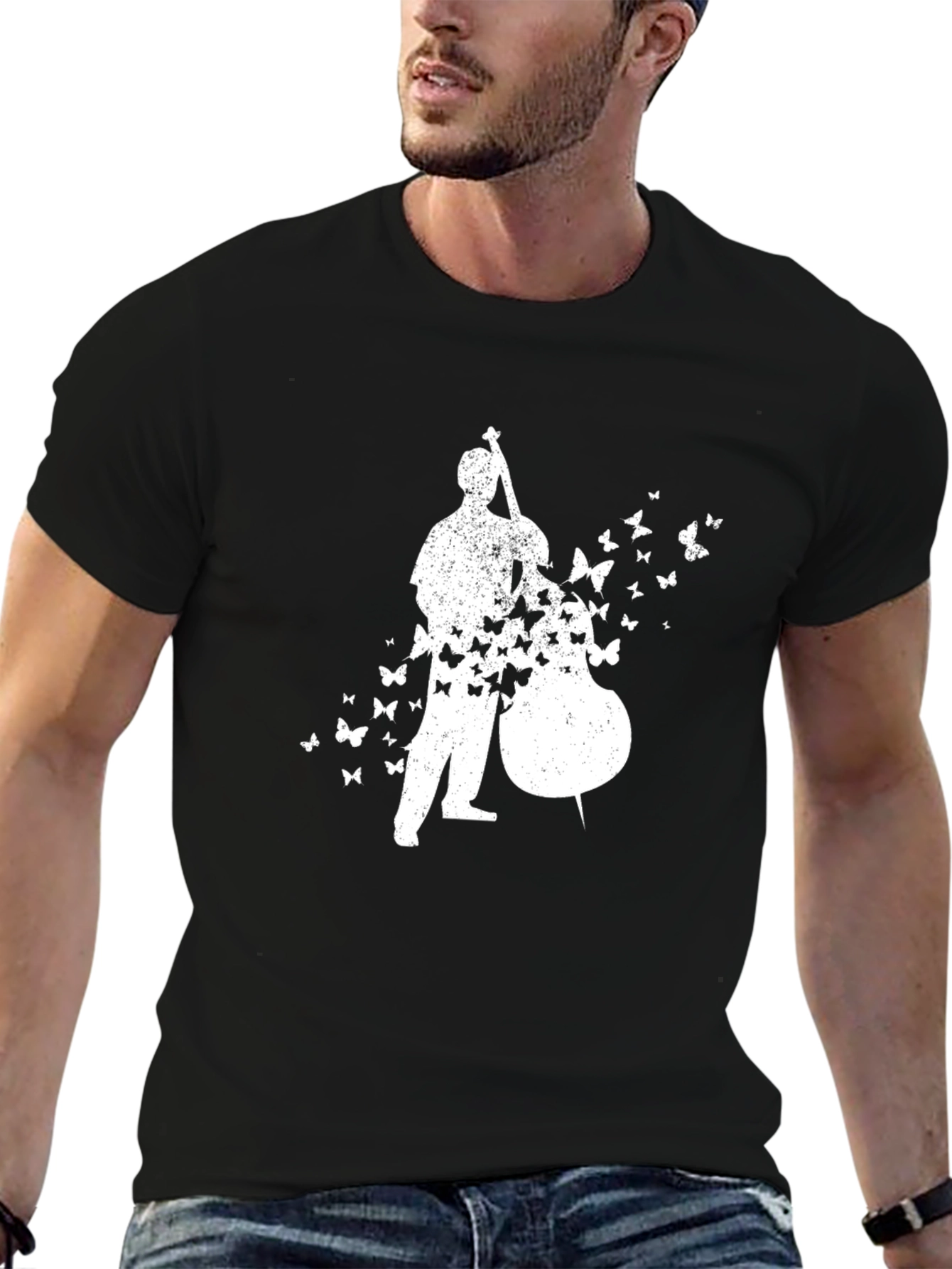 Bass Player Butterfly T-Shirt - Black