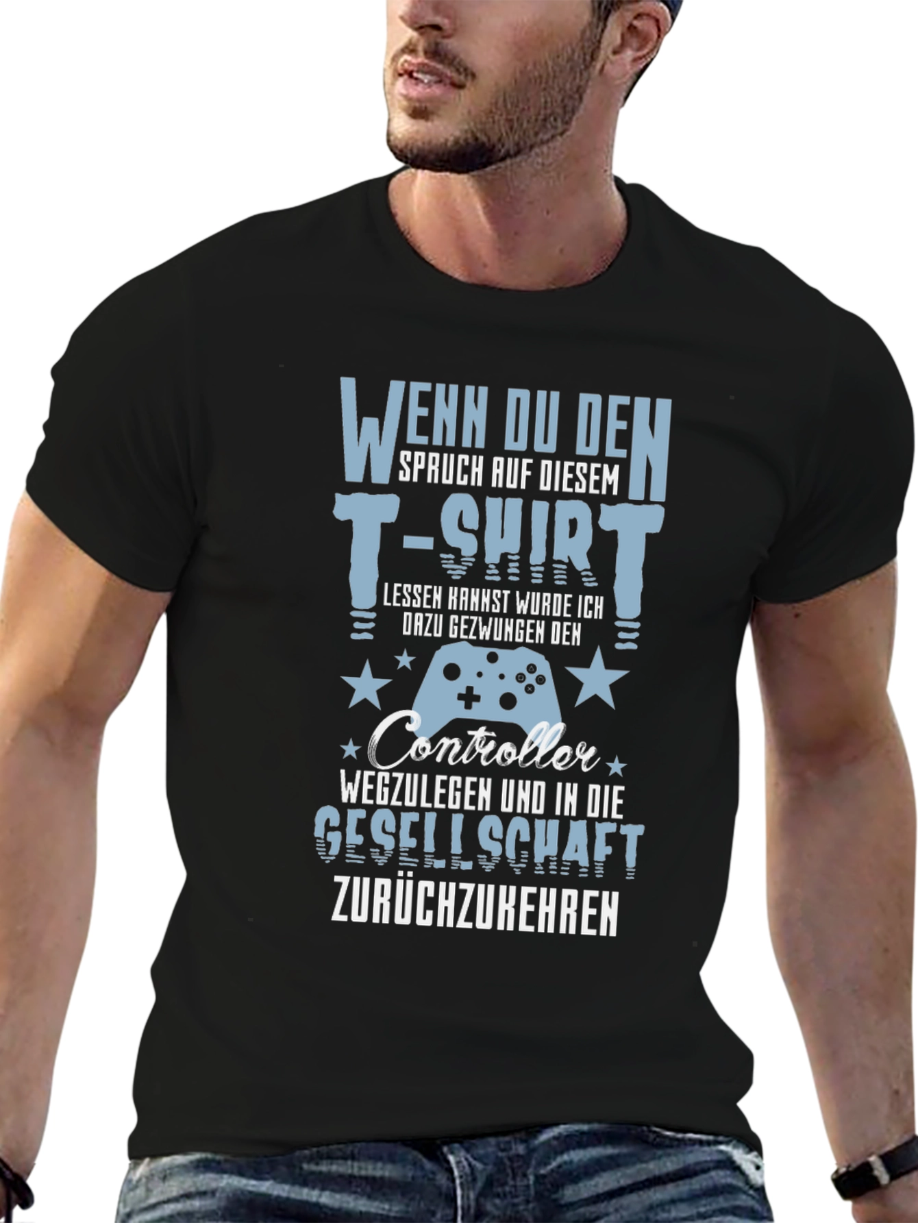 Gamer T-Shirt - Funny German Slogan Controller Design