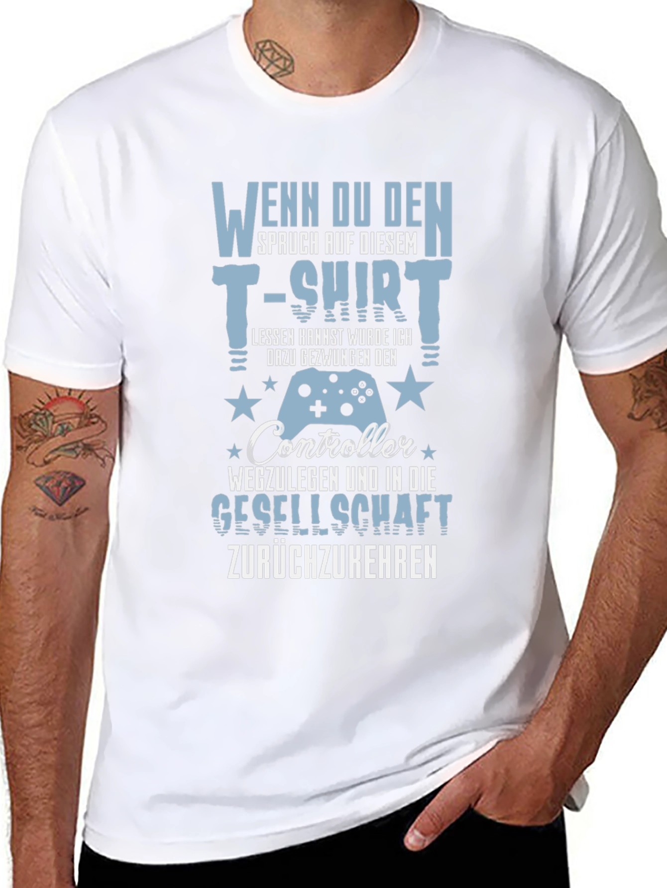 Gamer T-Shirt - Funny German Slogan Controller Design