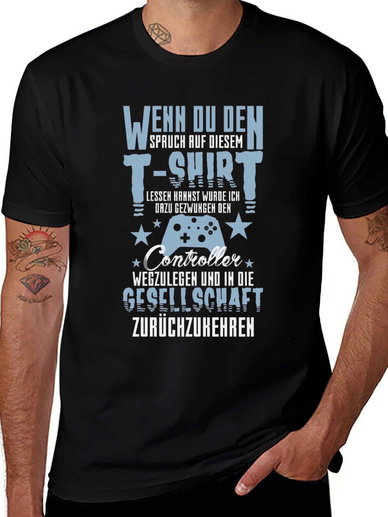 Gamer T-Shirt - Funny German Slogan Controller Design