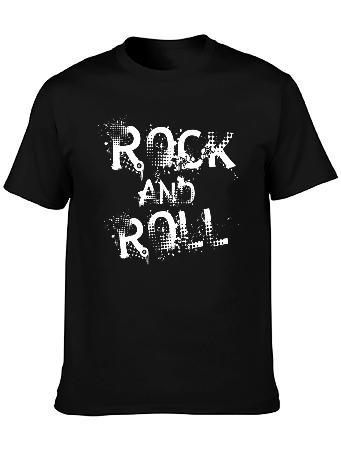 Rock and Roll Graphic Print Black T-Shirt