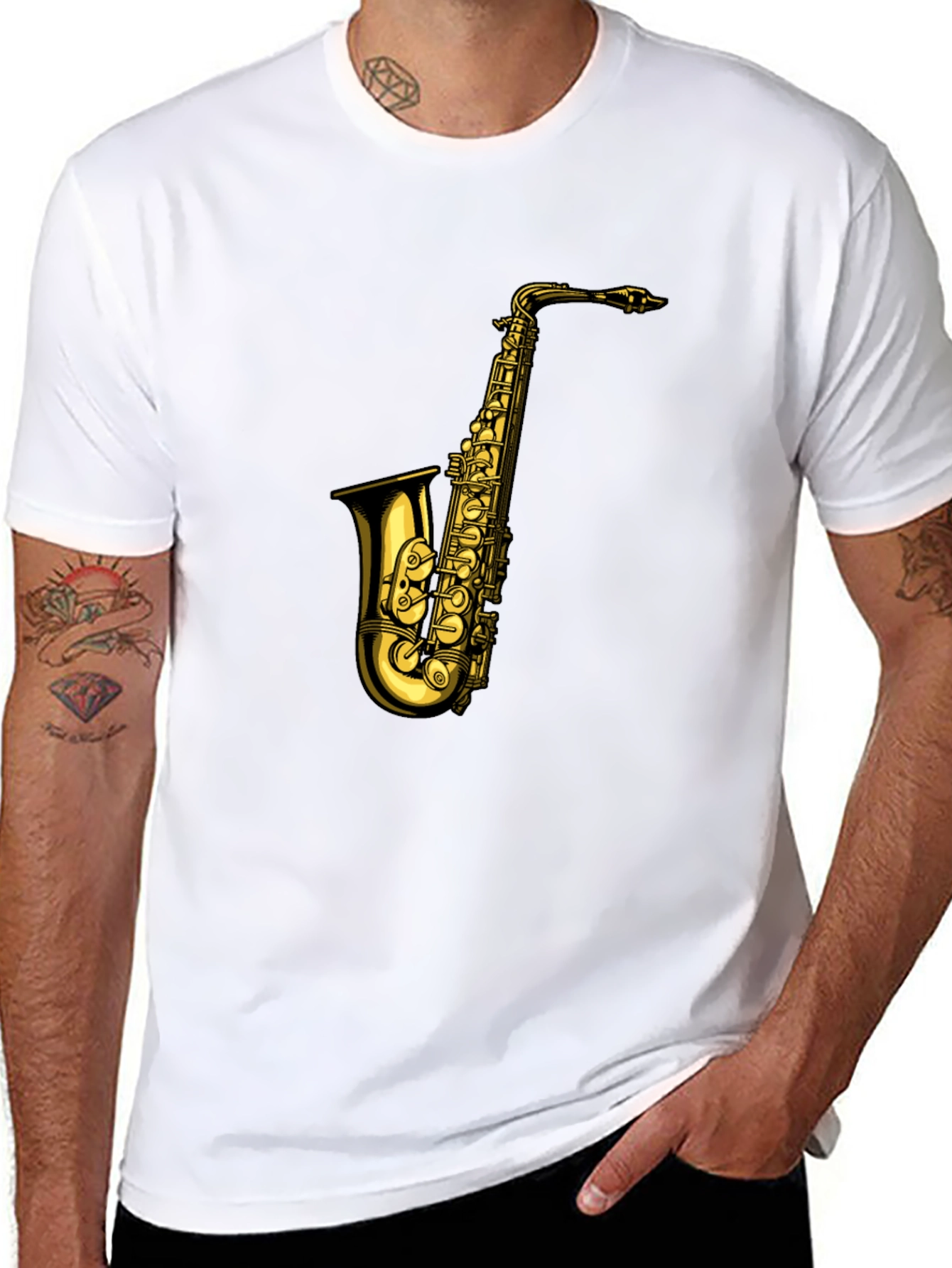 Saxophone Graphic T-Shirt - Black