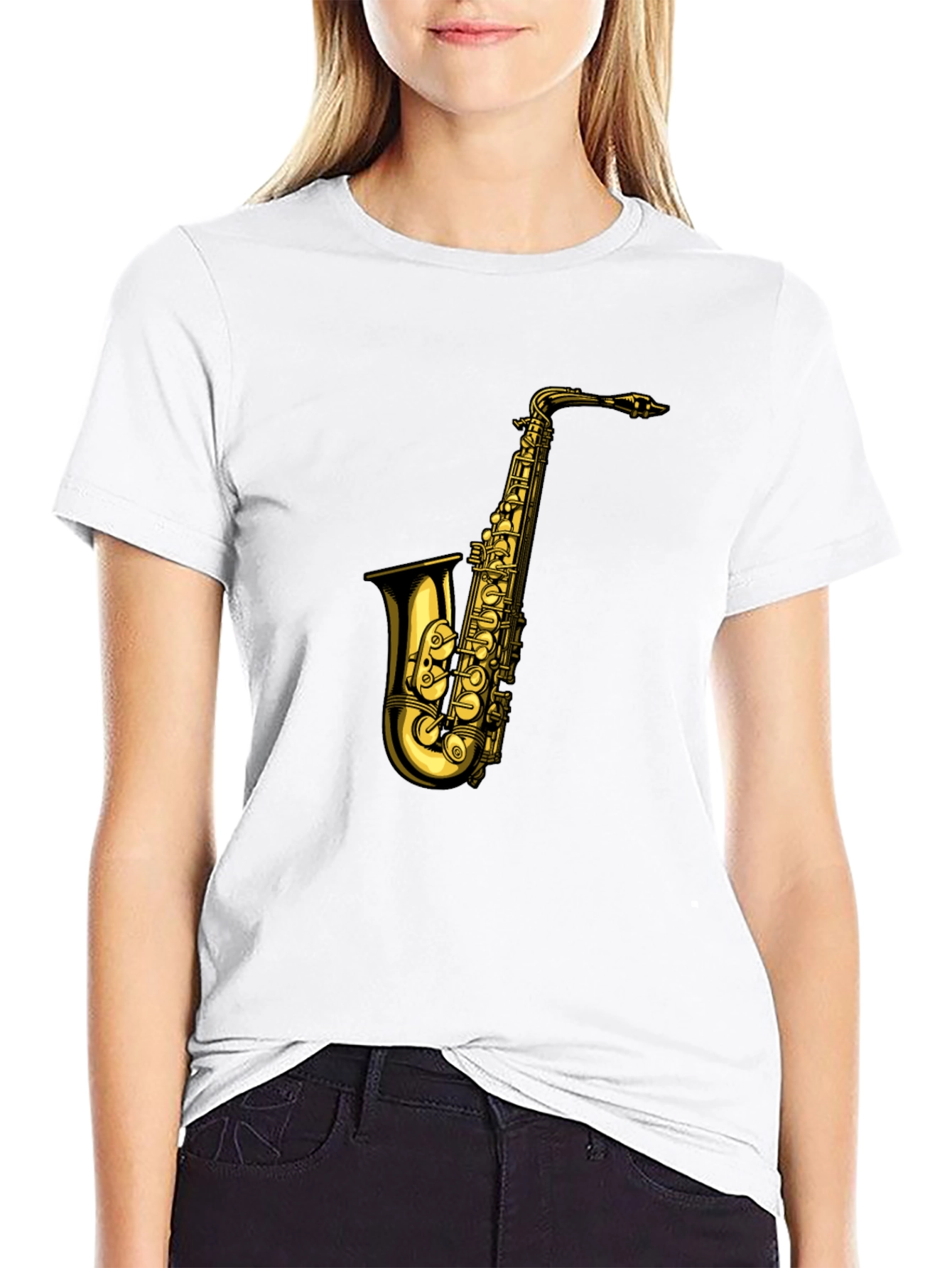 Saxophone Graphic T-Shirt - Black