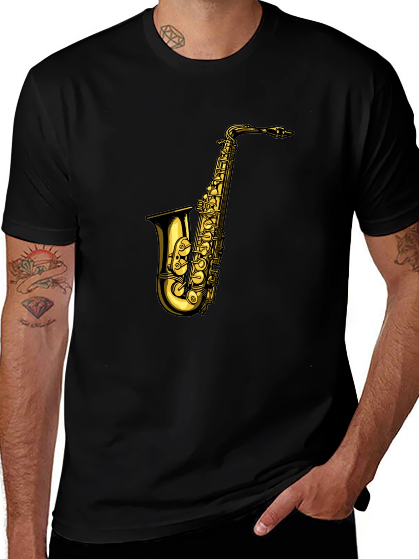 Saxophone Graphic T-Shirt - Black