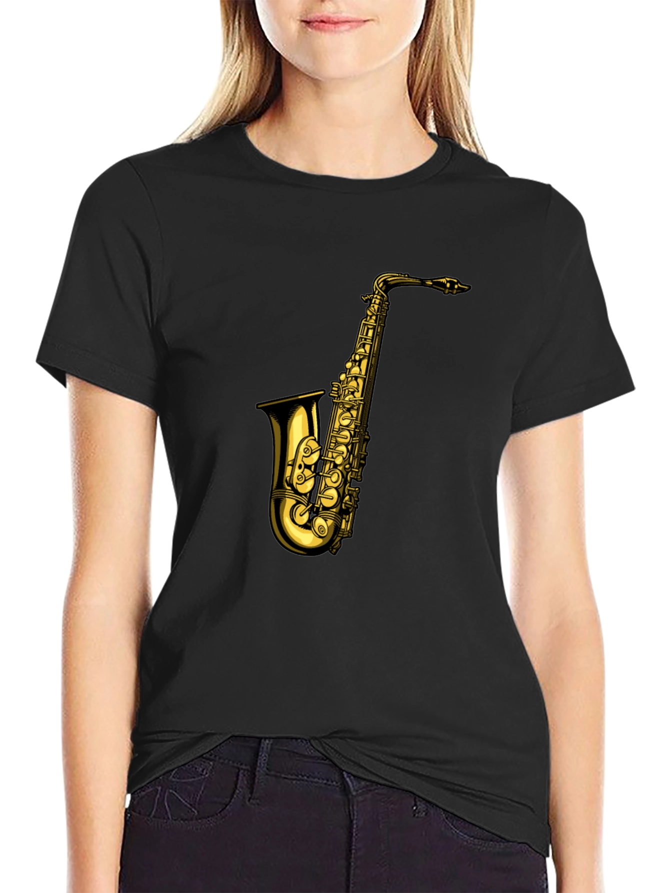 Saxophone Graphic T-Shirt - Black