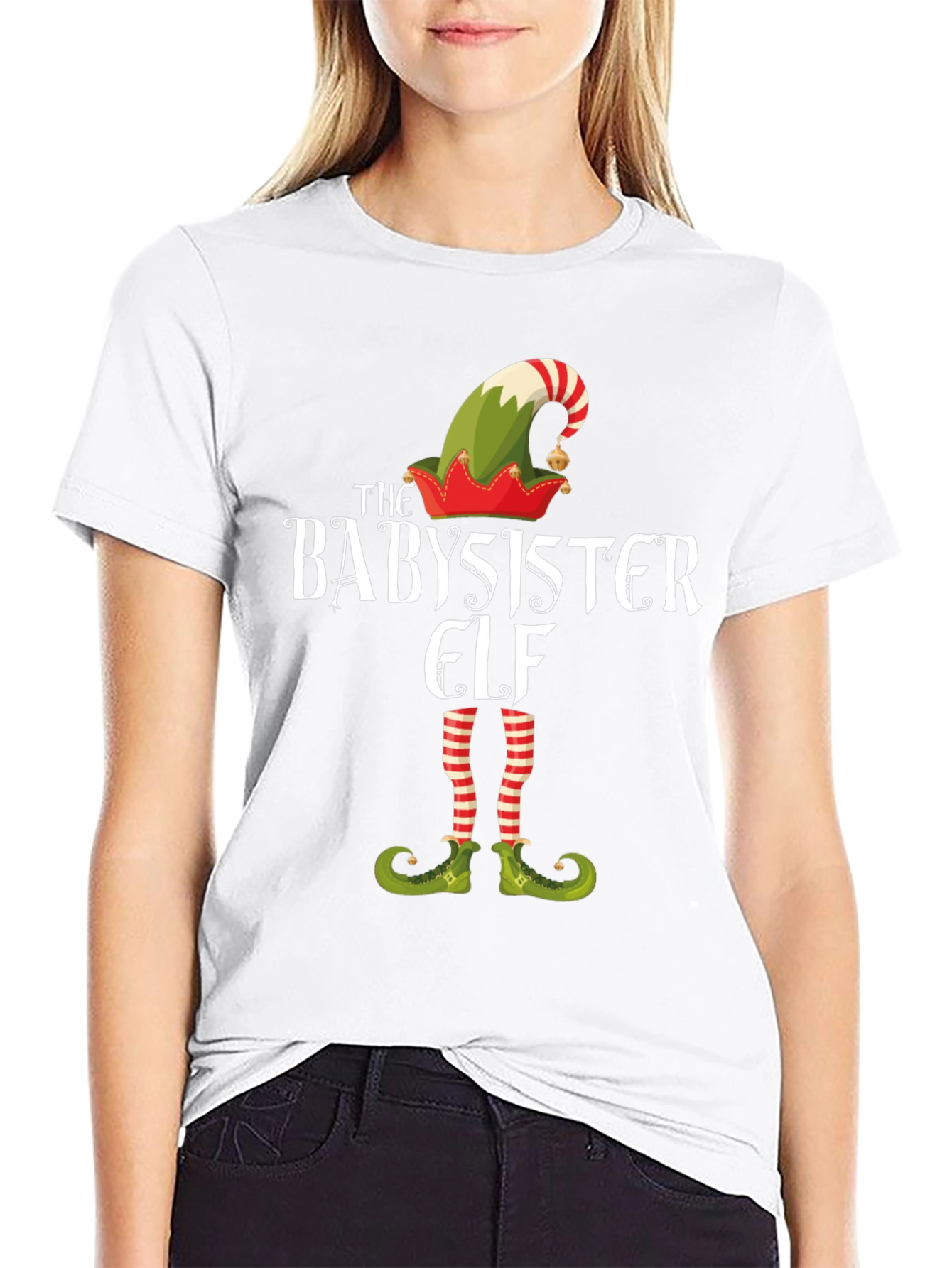 Babysister Elf Graphic Tee - Holiday Fun!