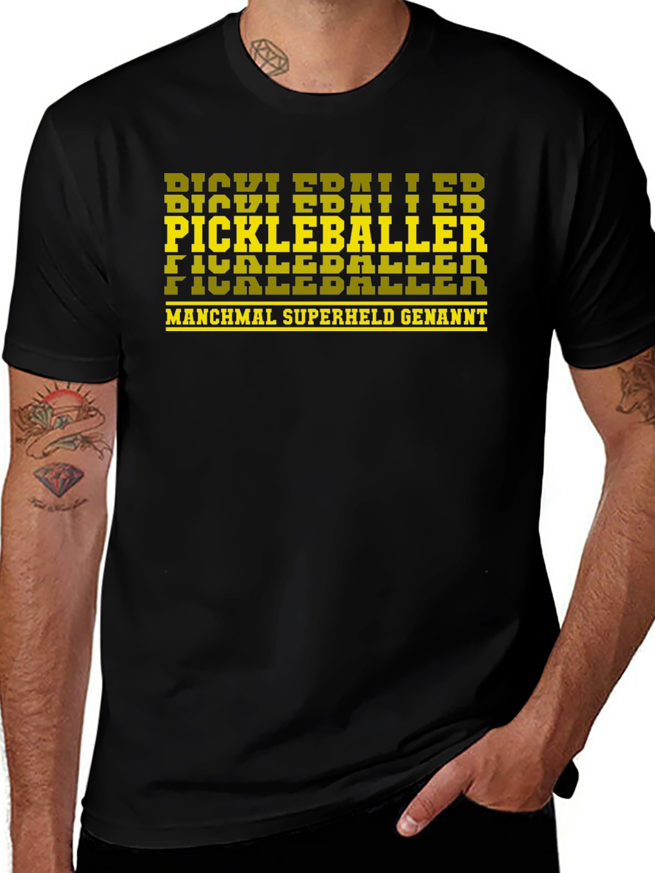 Pickleballer Superheld T-Shirt - Black