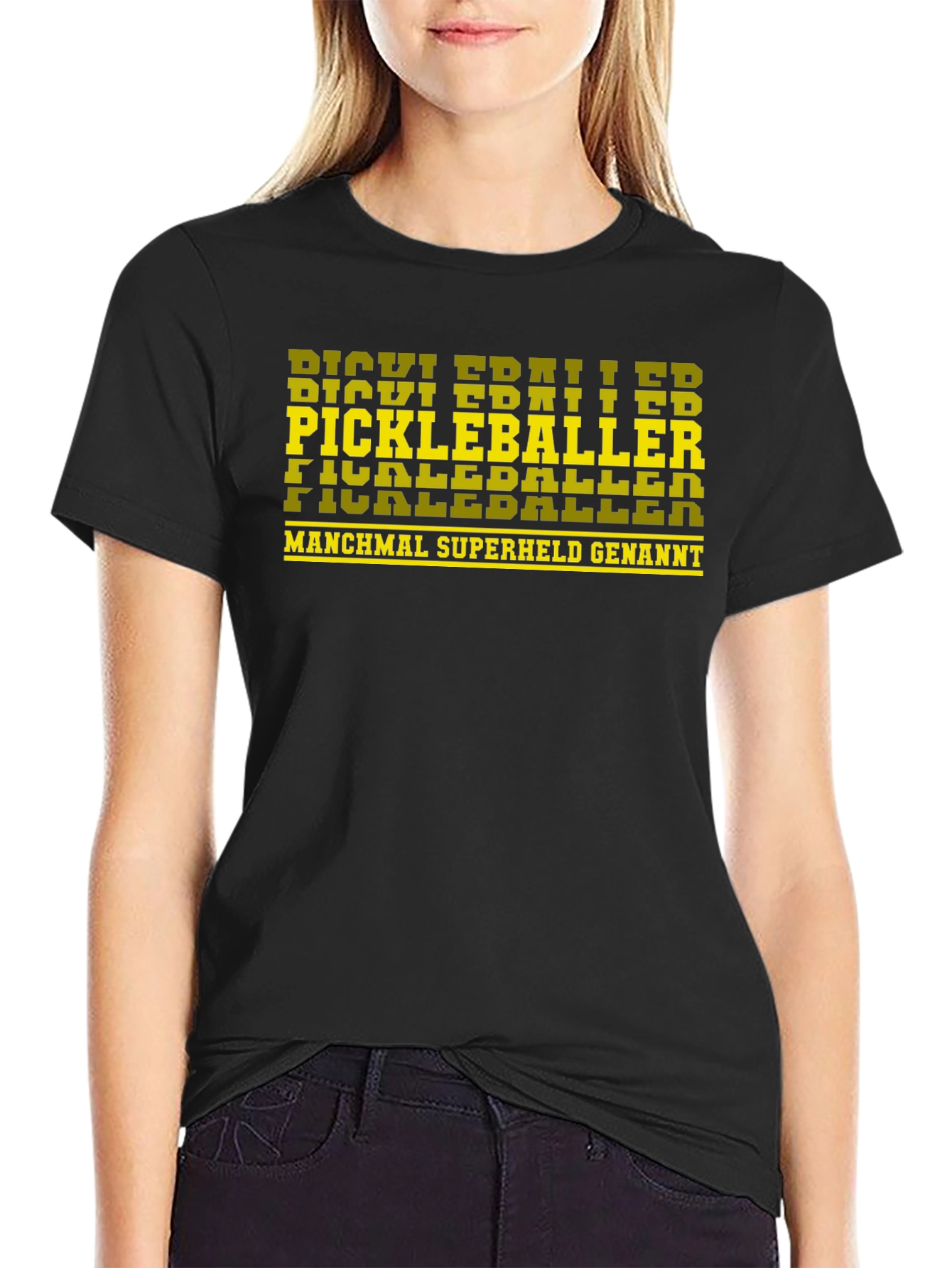 Pickleballer Superheld T-Shirt - Black
