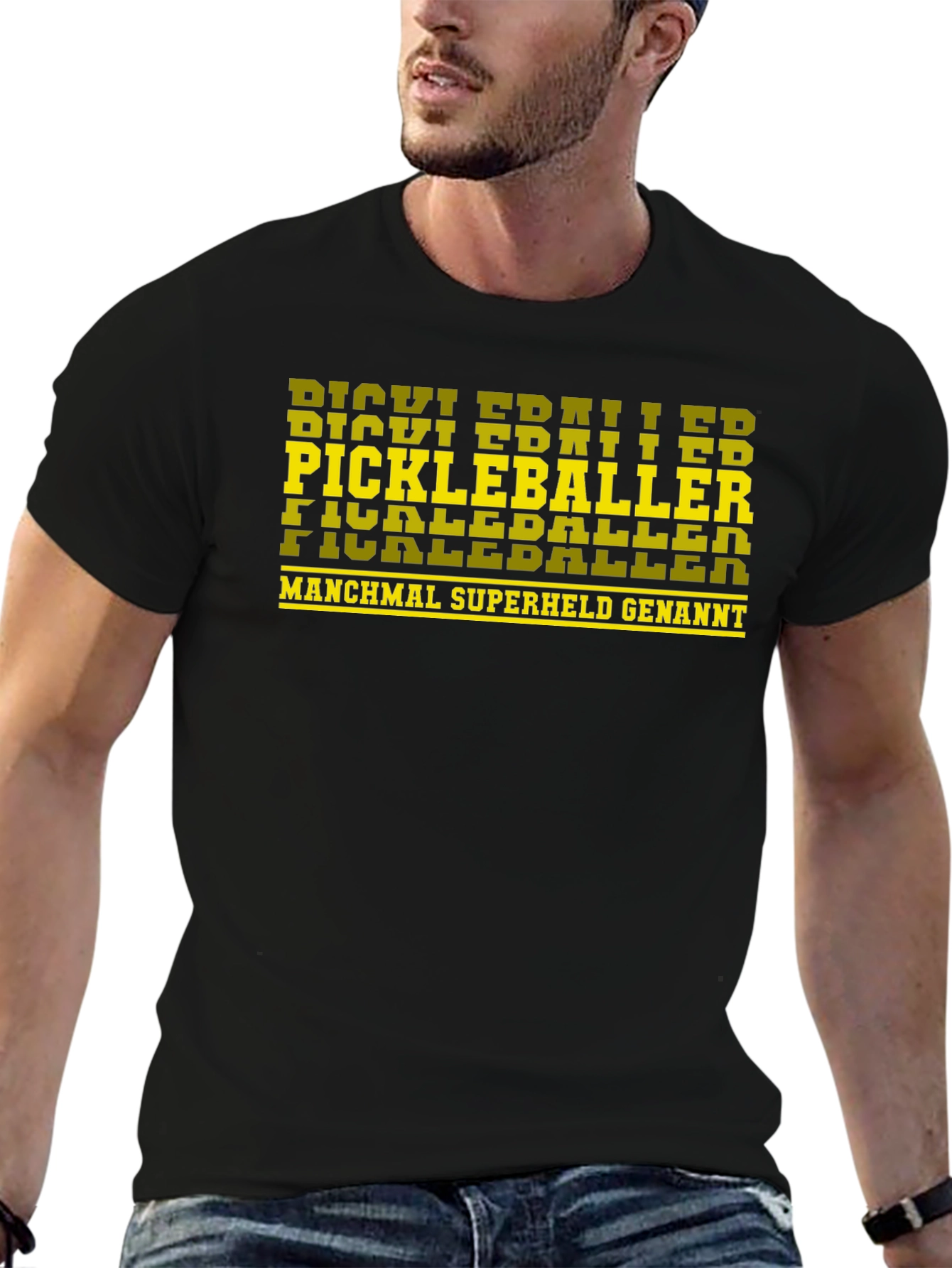 Pickleballer Superheld T-Shirt - Black