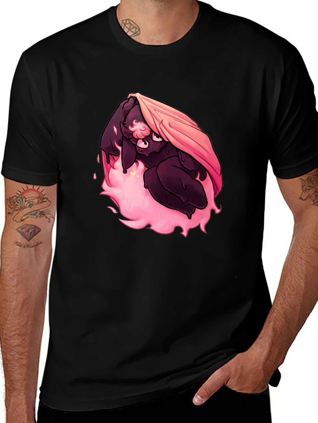 Pink Fire Bunny Graphic T-Shirt - Unique Design