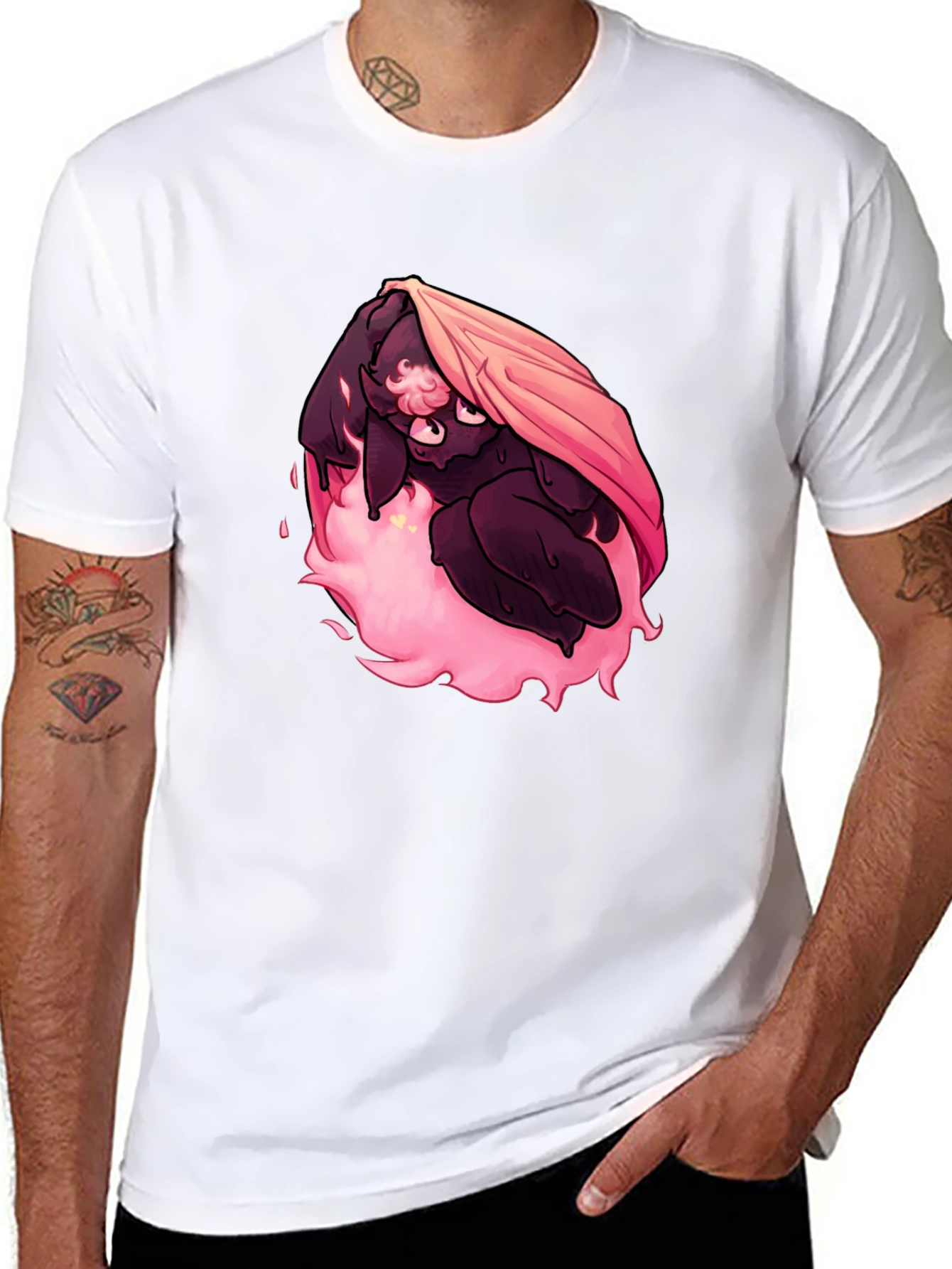 Pink Fire Bunny Graphic T-Shirt - Unique Design