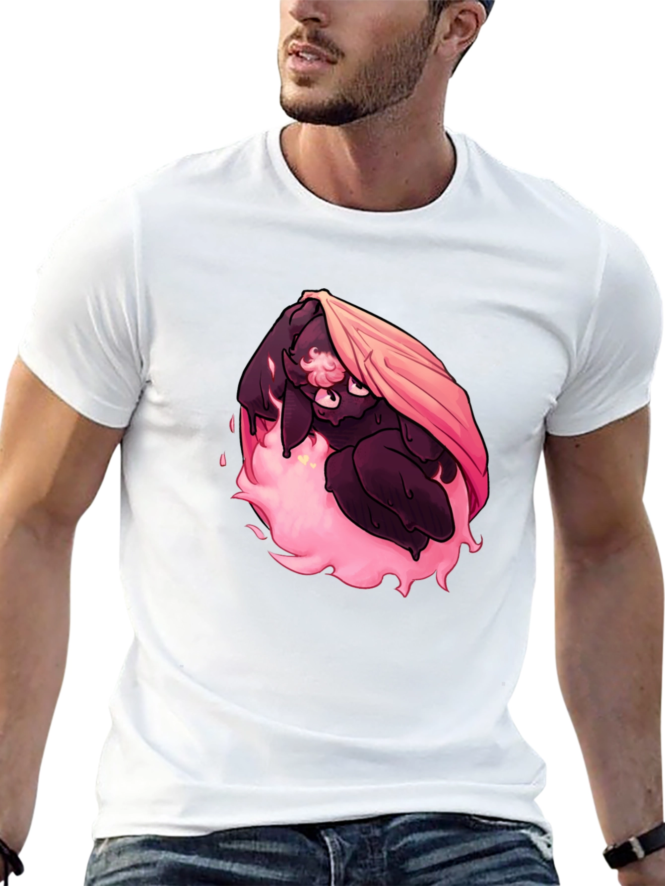 Pink Fire Bunny Graphic T-Shirt - Unique Design