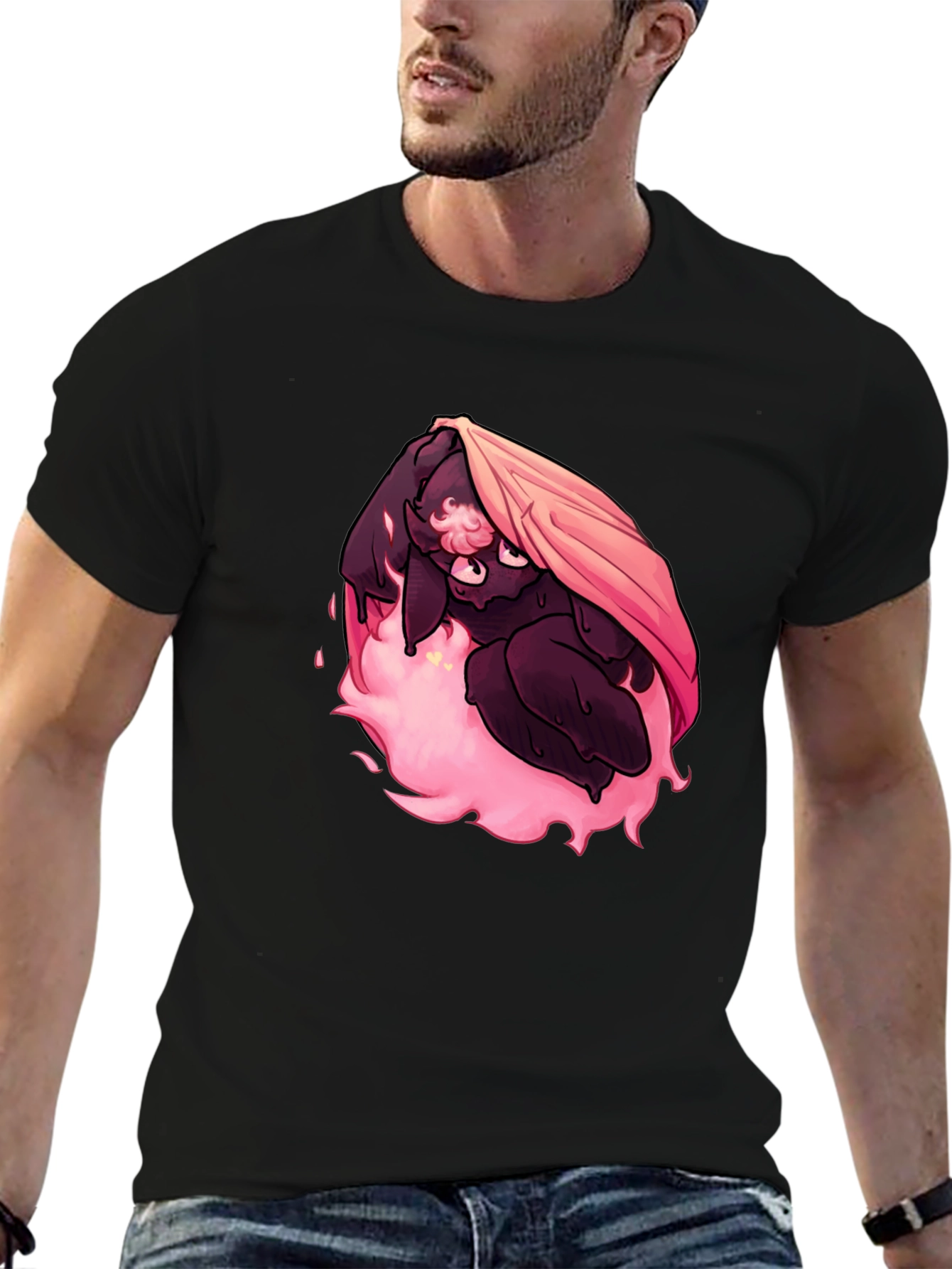 Pink Fire Bunny Graphic T-Shirt - Unique Design