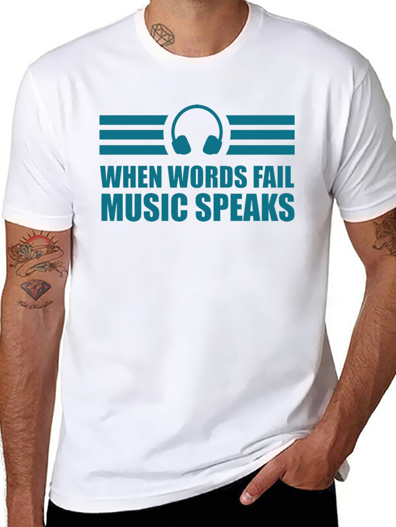 Music Speaks Graphic Tee - Headphones Design
