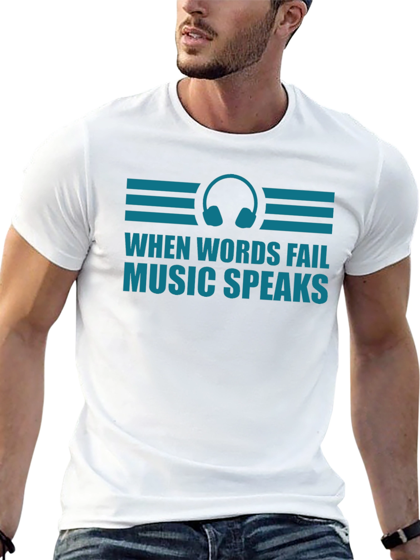 Music Speaks Graphic Tee - Headphones Design
