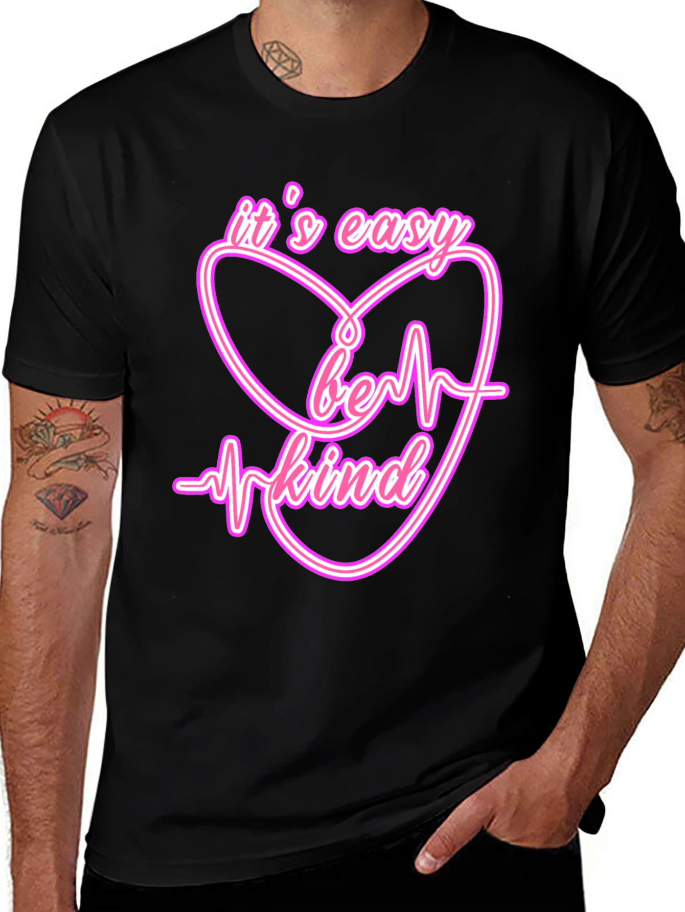 Its Easy Be Kind Heartbeat T-Shirt