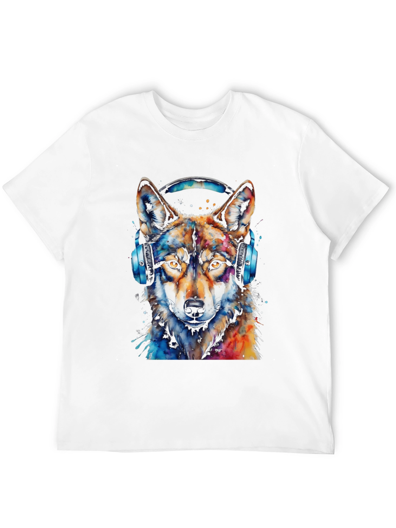 Wolf Headphone Graphic Black T-Shirt