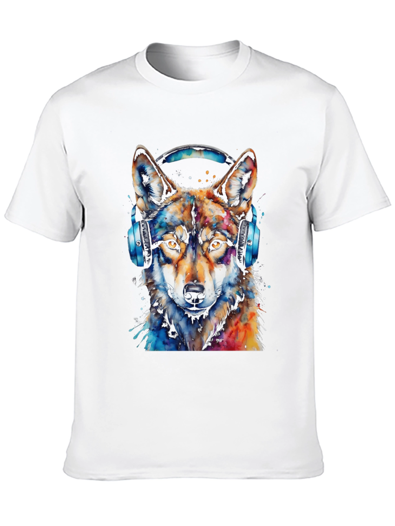 Wolf Headphone Graphic Black T-Shirt