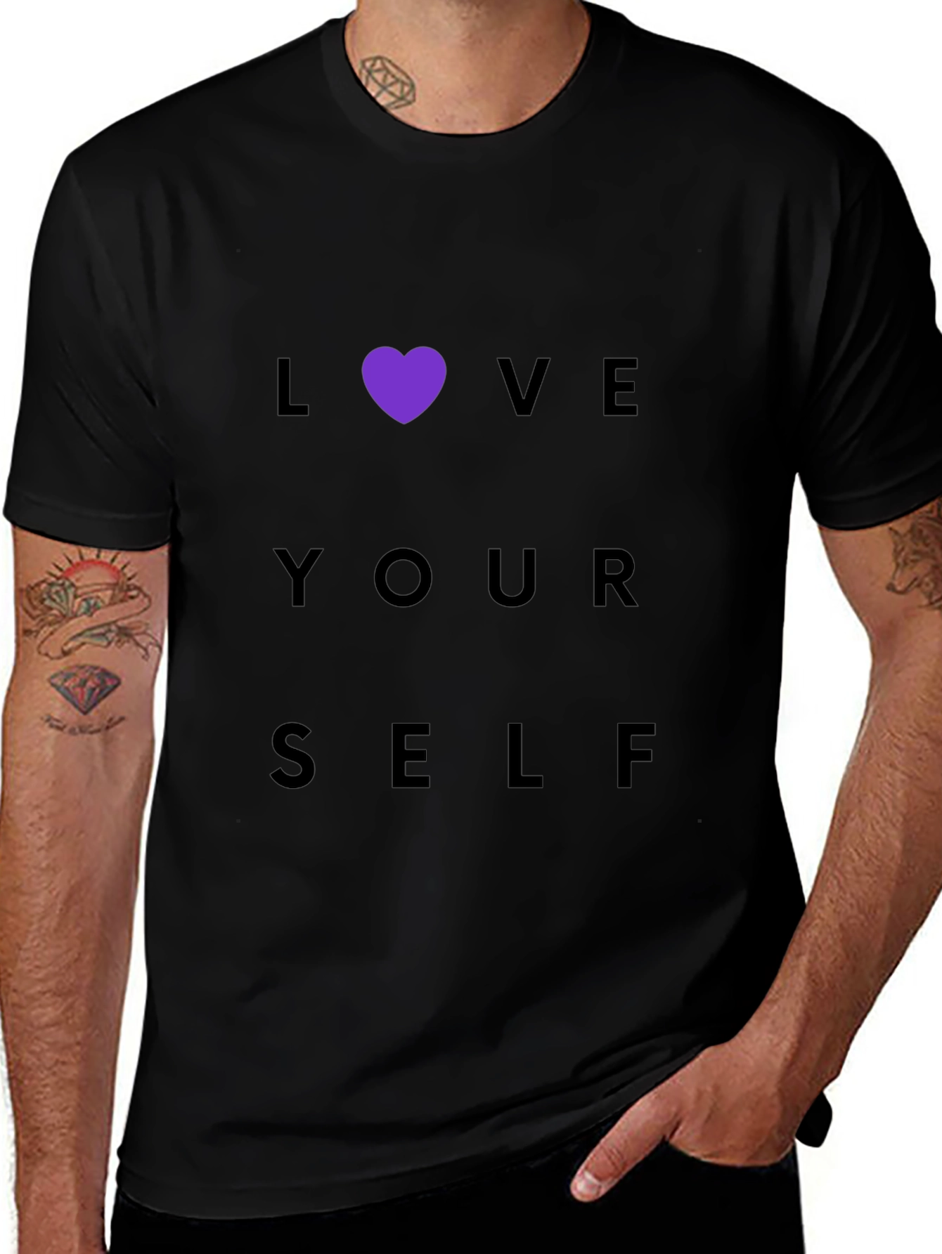 Love Yourself Purple Heart Graphic Tee