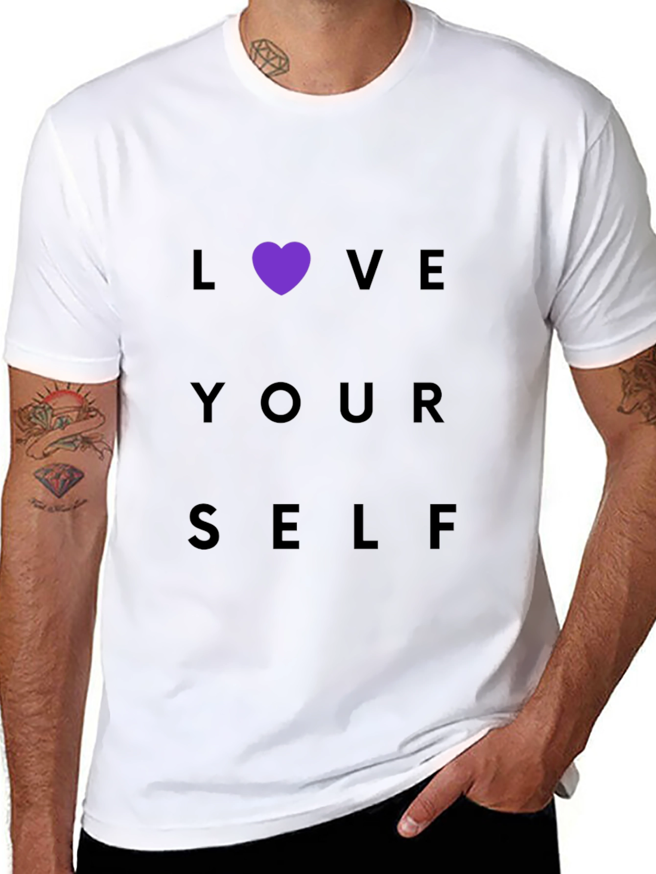 Love Yourself Purple Heart Graphic Tee