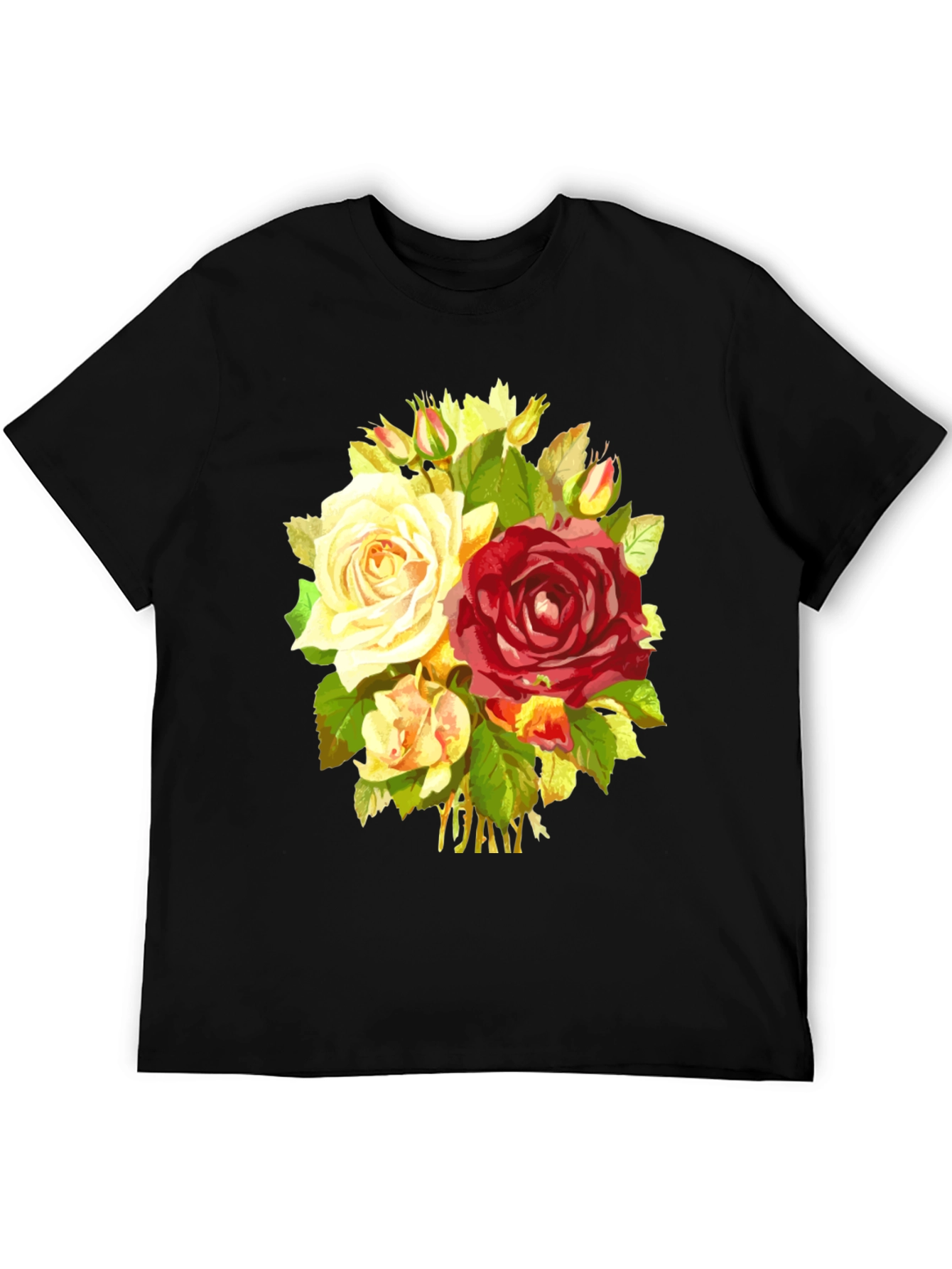 Floral Bouquet Graphic Black T-Shirt