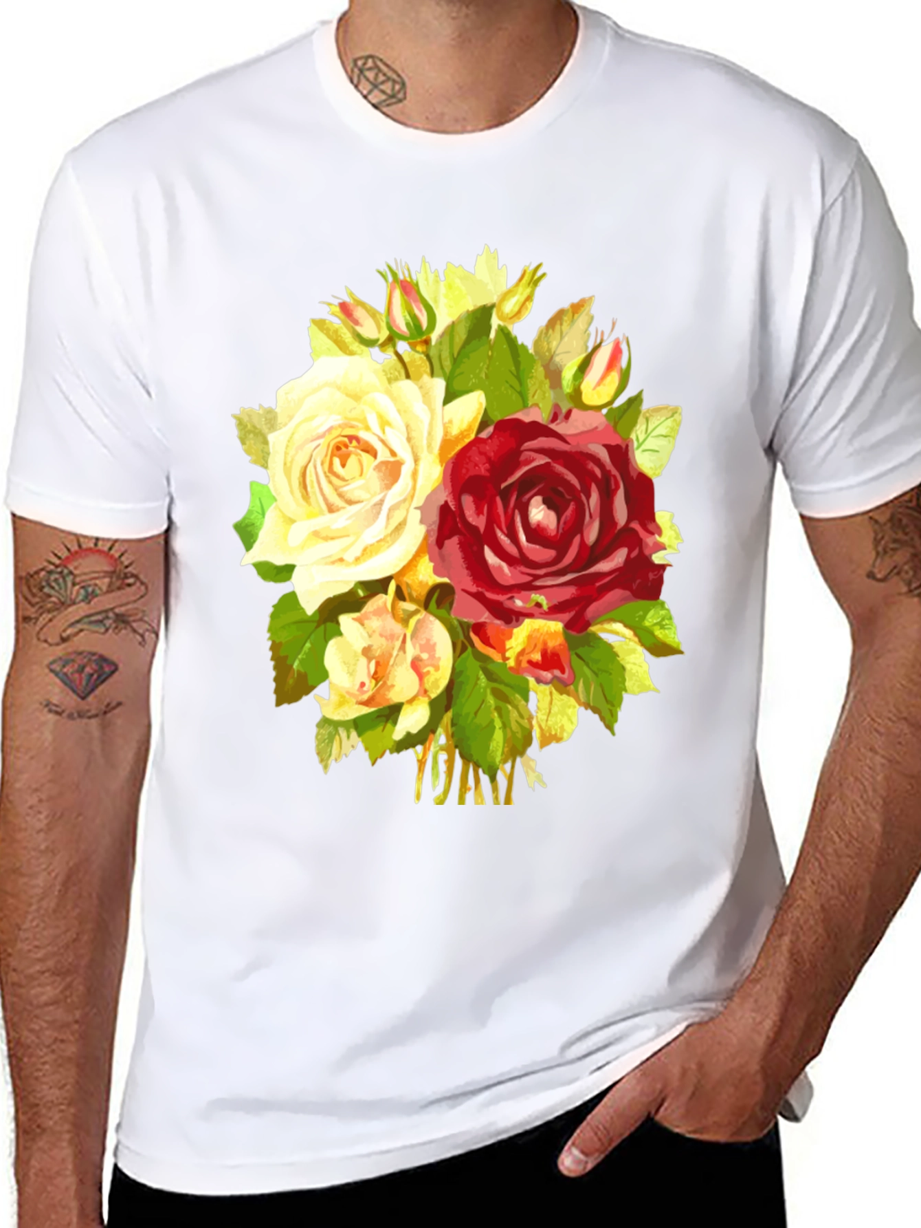 Floral Bouquet Graphic Black T-Shirt