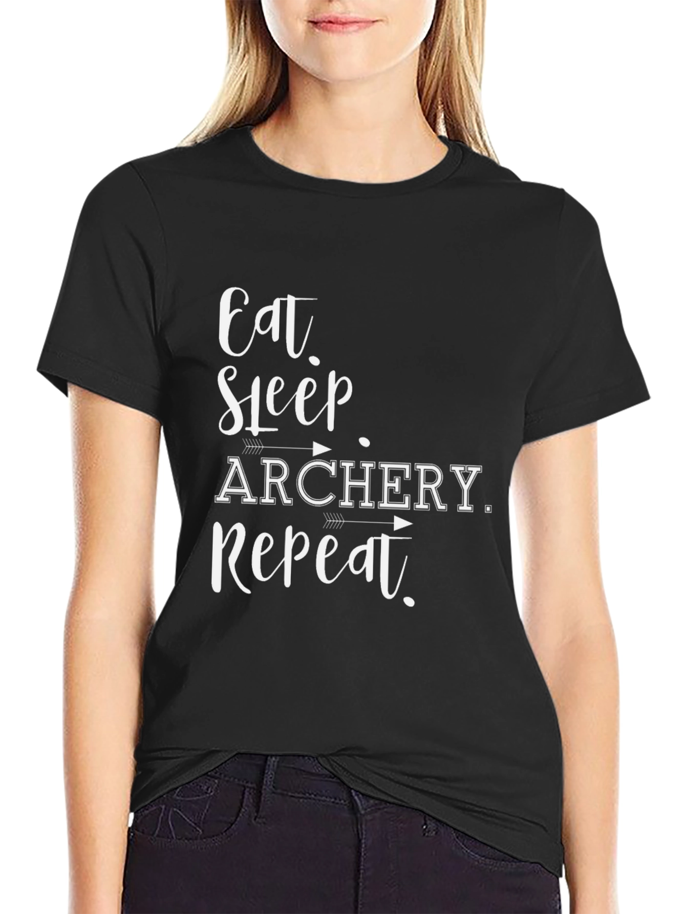 Eat Sleep Archery Repeat Black Graphic Tee
