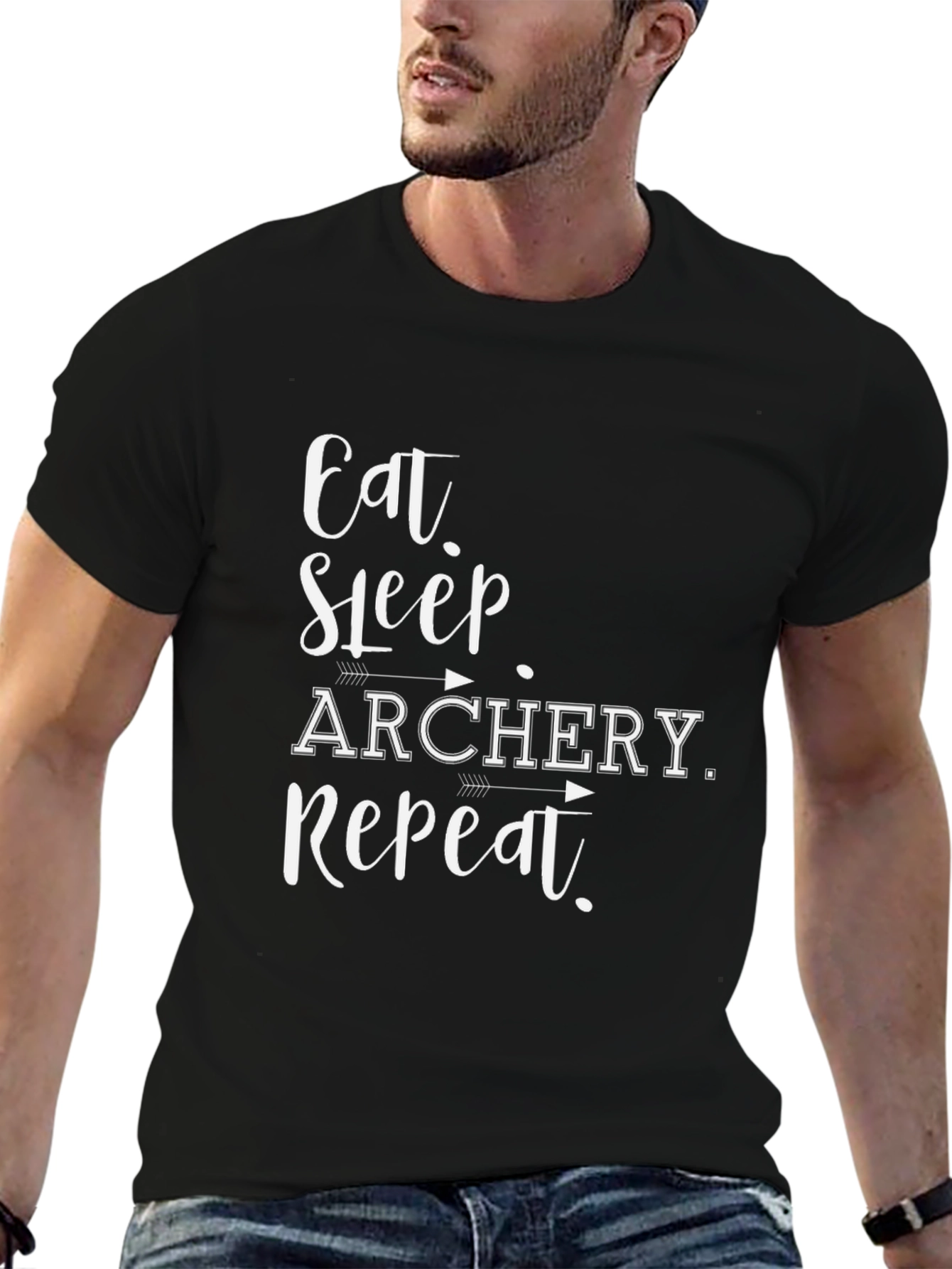 Eat Sleep Archery Repeat Black Graphic Tee