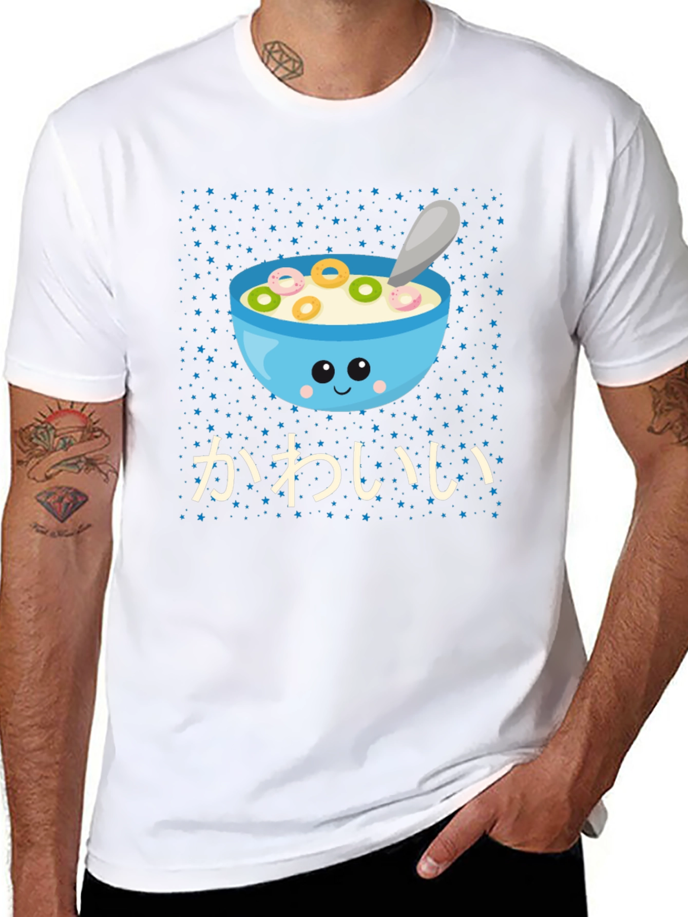 Kawaii Cereal Bowl Graphic T-Shirt