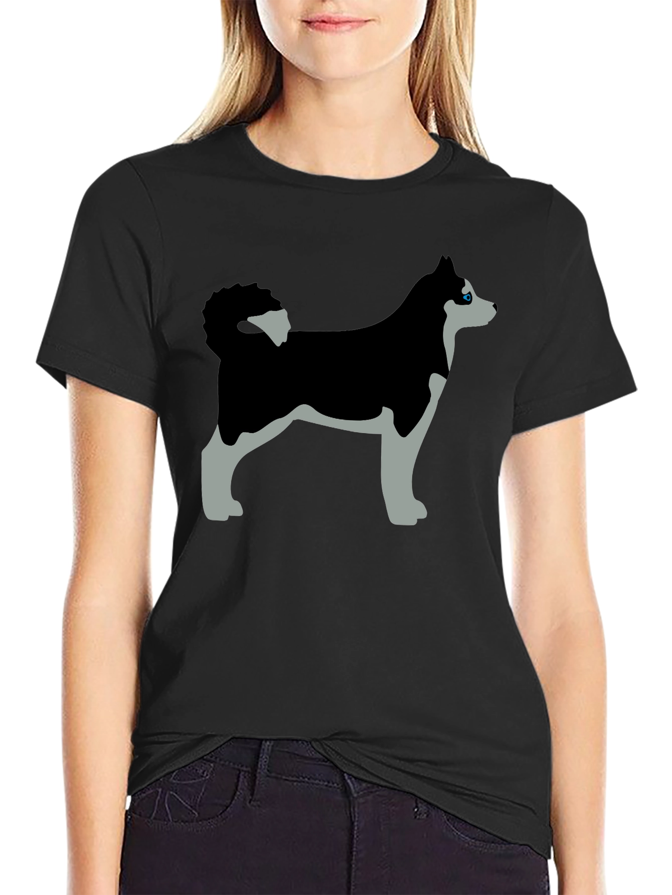 Husky Dog Graphic Tee - Black T-Shirt