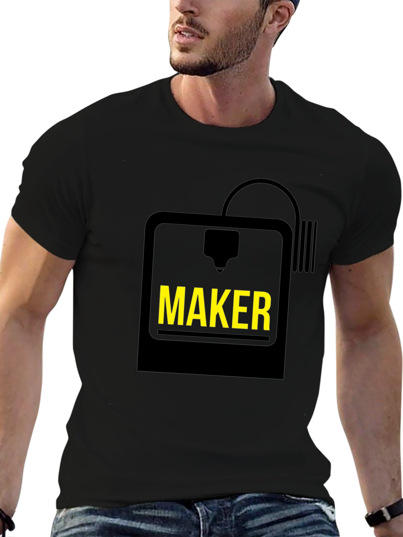 Maker 3D Printer Graphic Tee - Black
