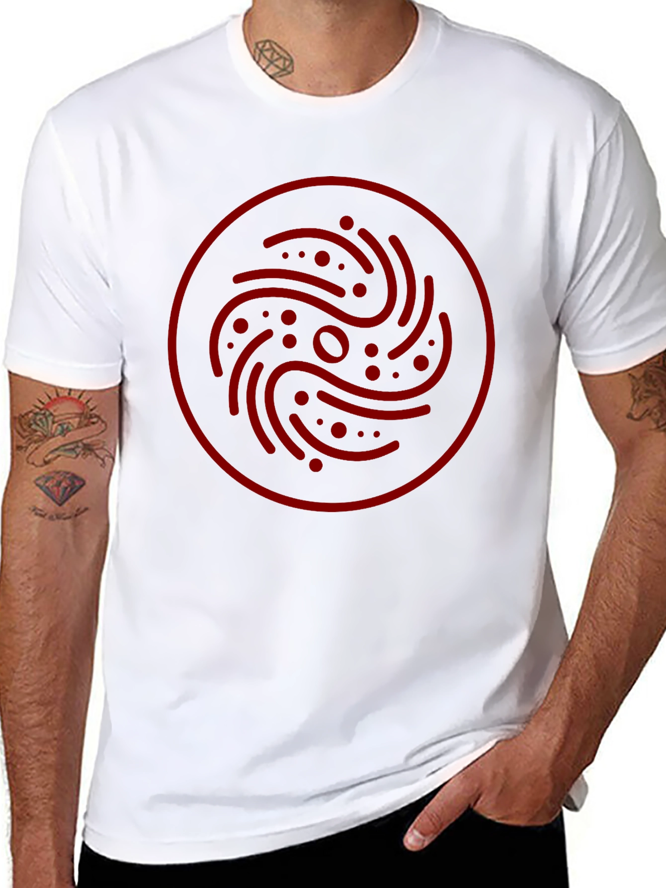 Abstract Circle Graphic Tee - Stylish Mens Black T-Shirt