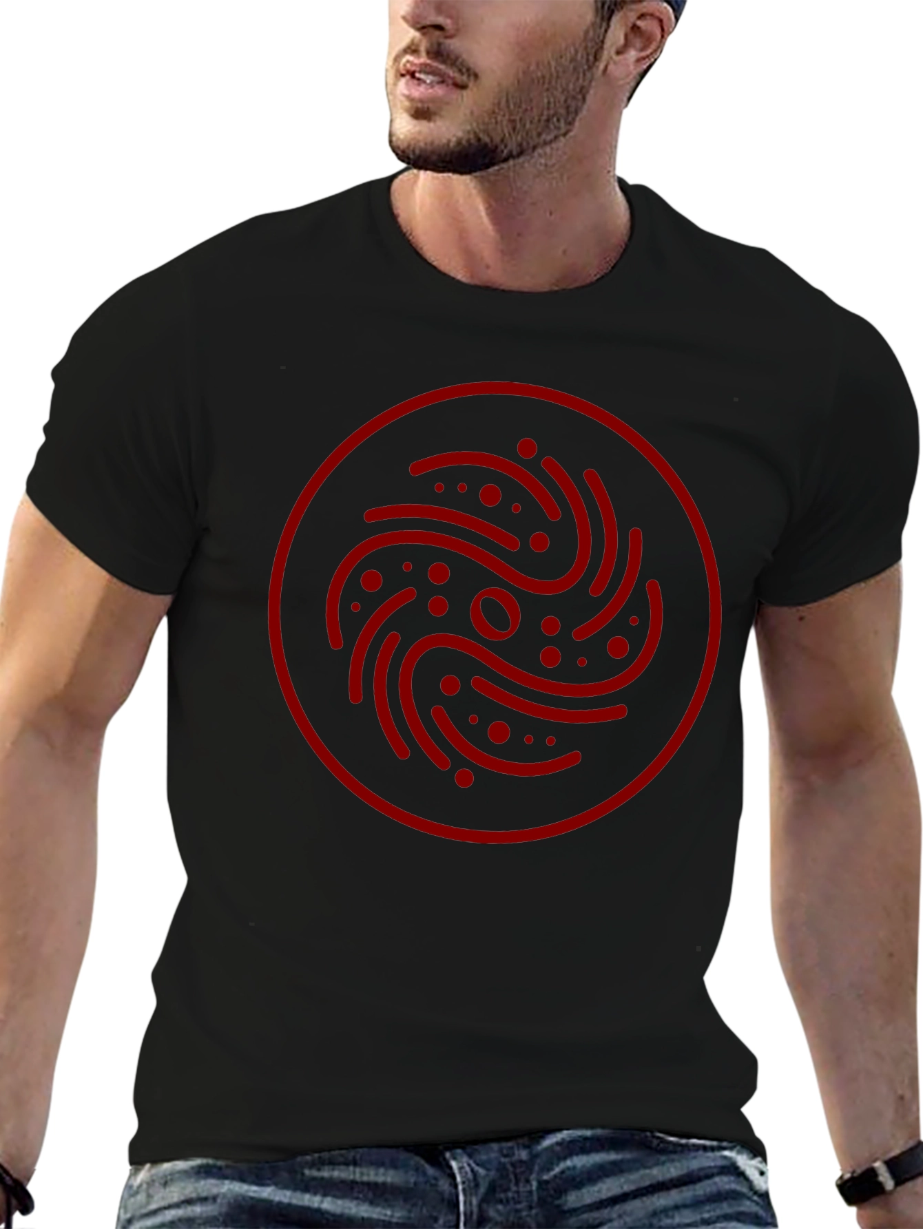 Abstract Circle Graphic Tee - Stylish Mens Black T-Shirt
